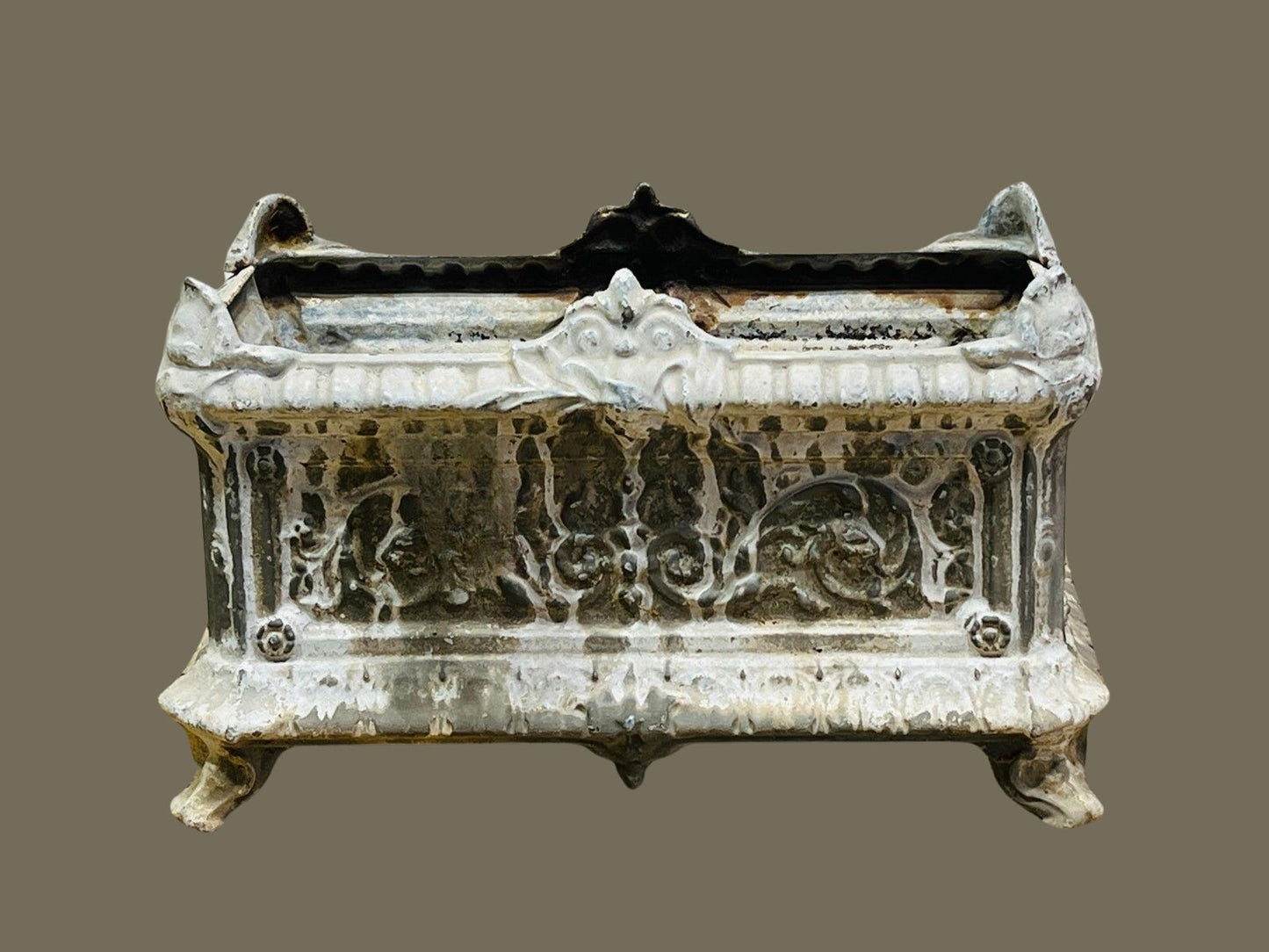 Antique French Cast Iron Garden Urn - Planter with Ornate Detailing