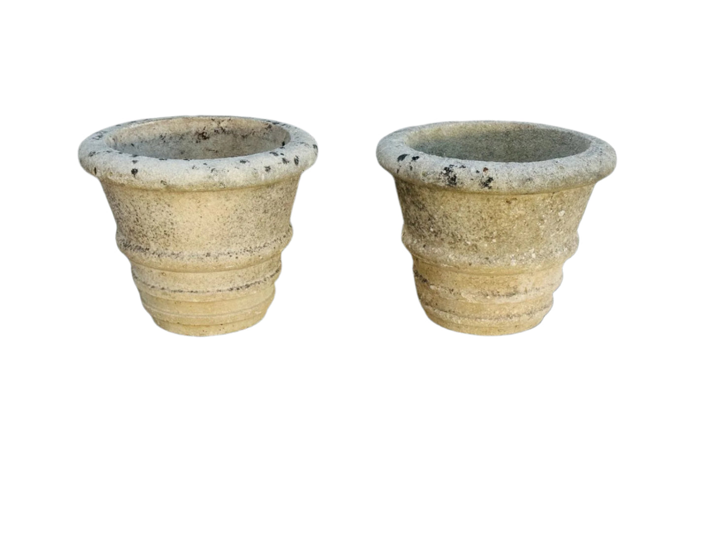 Pair of Vintage Aged Concrete Garden Planters – Classic Outdoor Décor