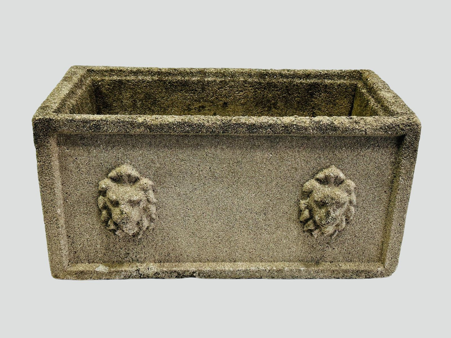 Pair of Vintage Concrete Lion Head Planters