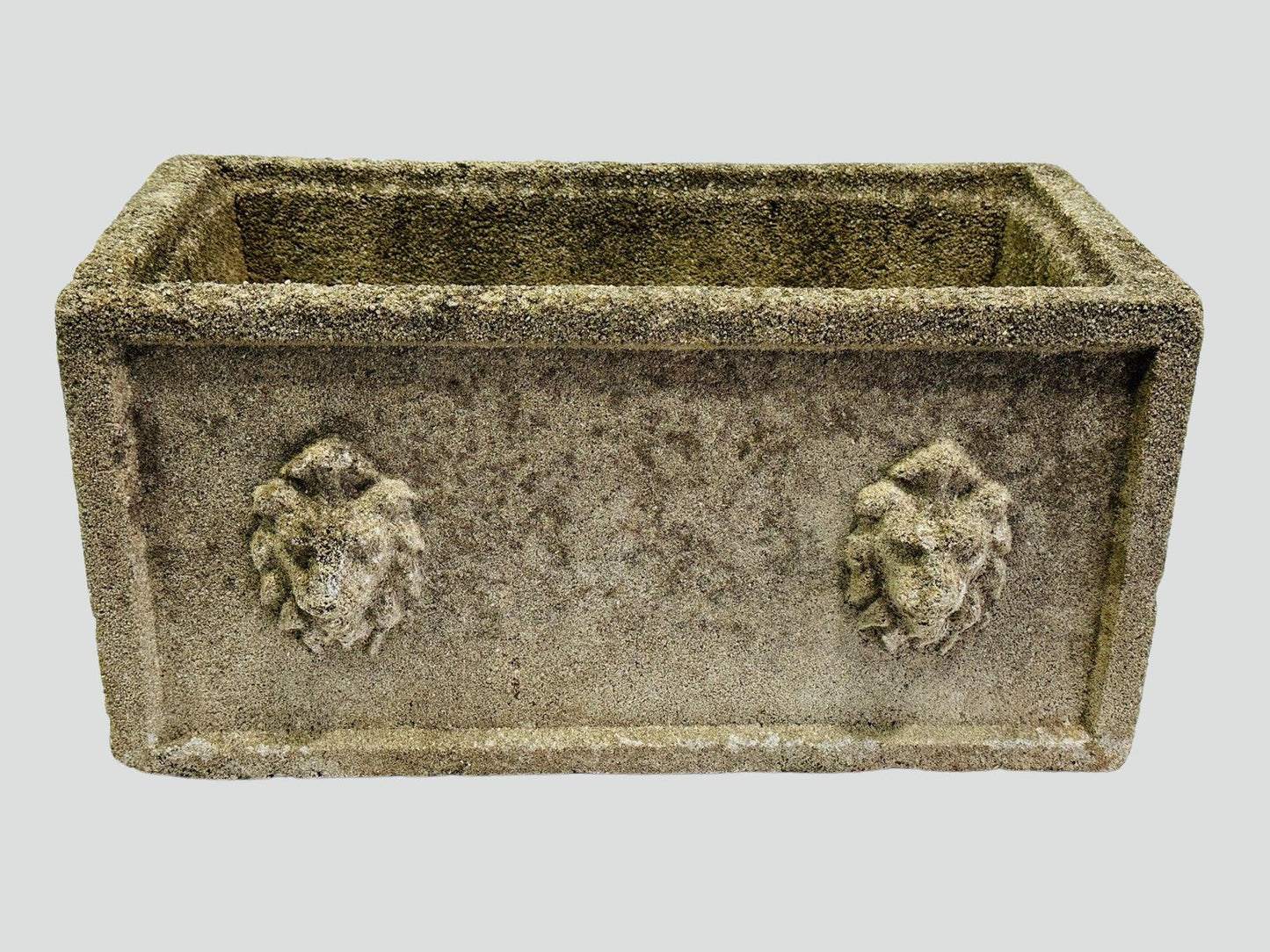 Pair of Vintage Concrete Lion Head Planters
