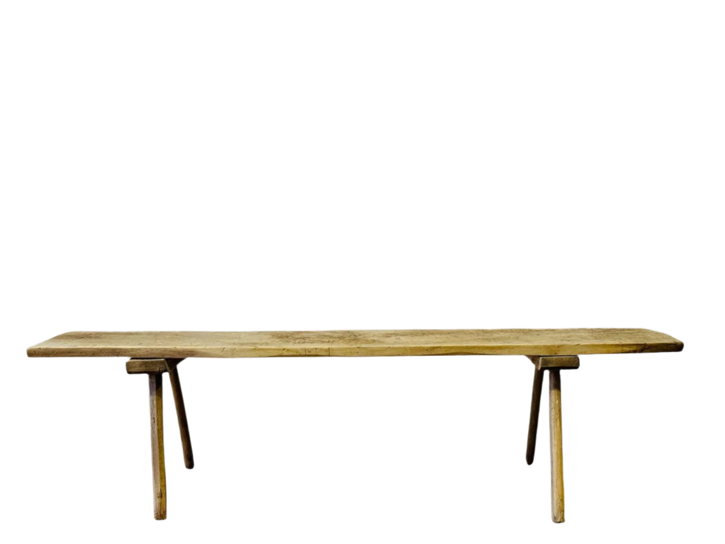 Antique European Rustic Butcher’s Bench – Handcrafted Bleached Wood Console or Bench