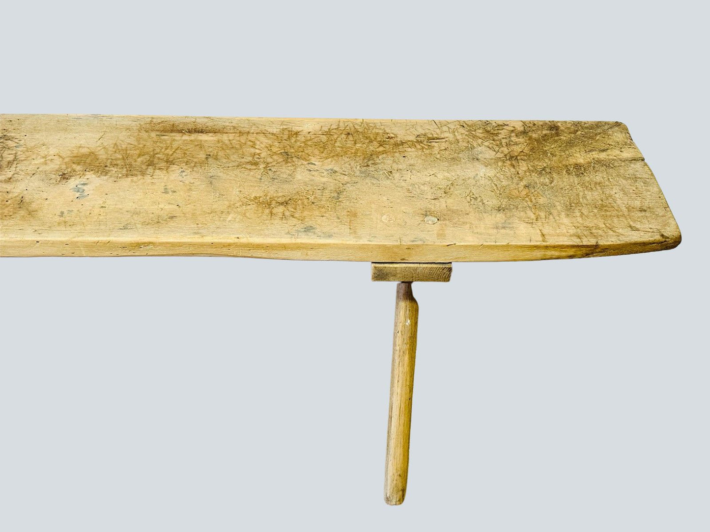 Antique European Rustic Butcher’s Bench – Handcrafted Bleached Wood Console or Bench