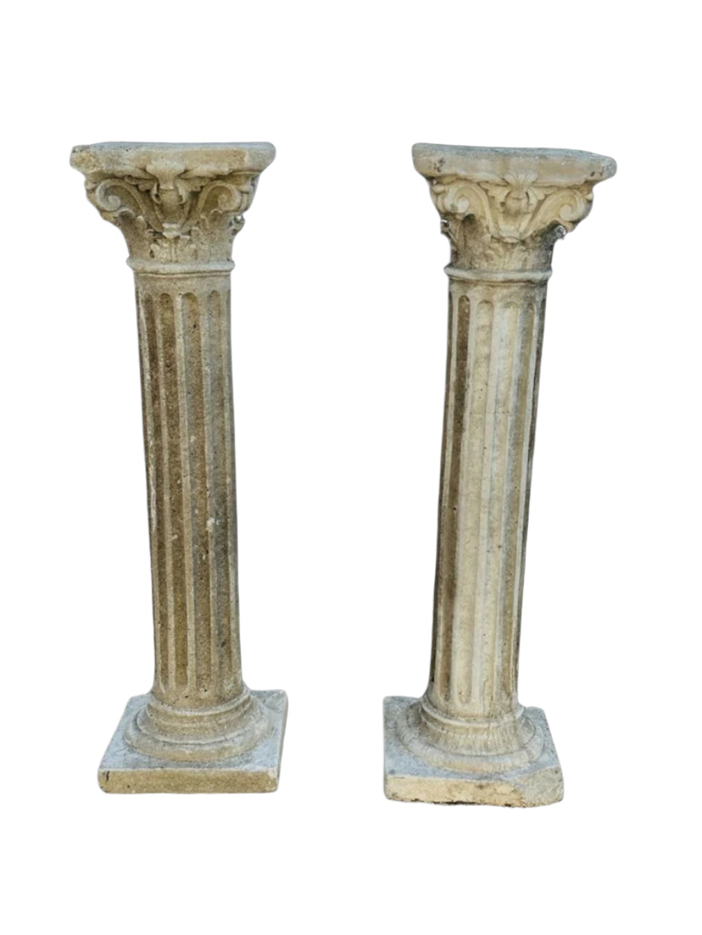 Pair of Grand Corinthian-Style Fluted Concrete Columns