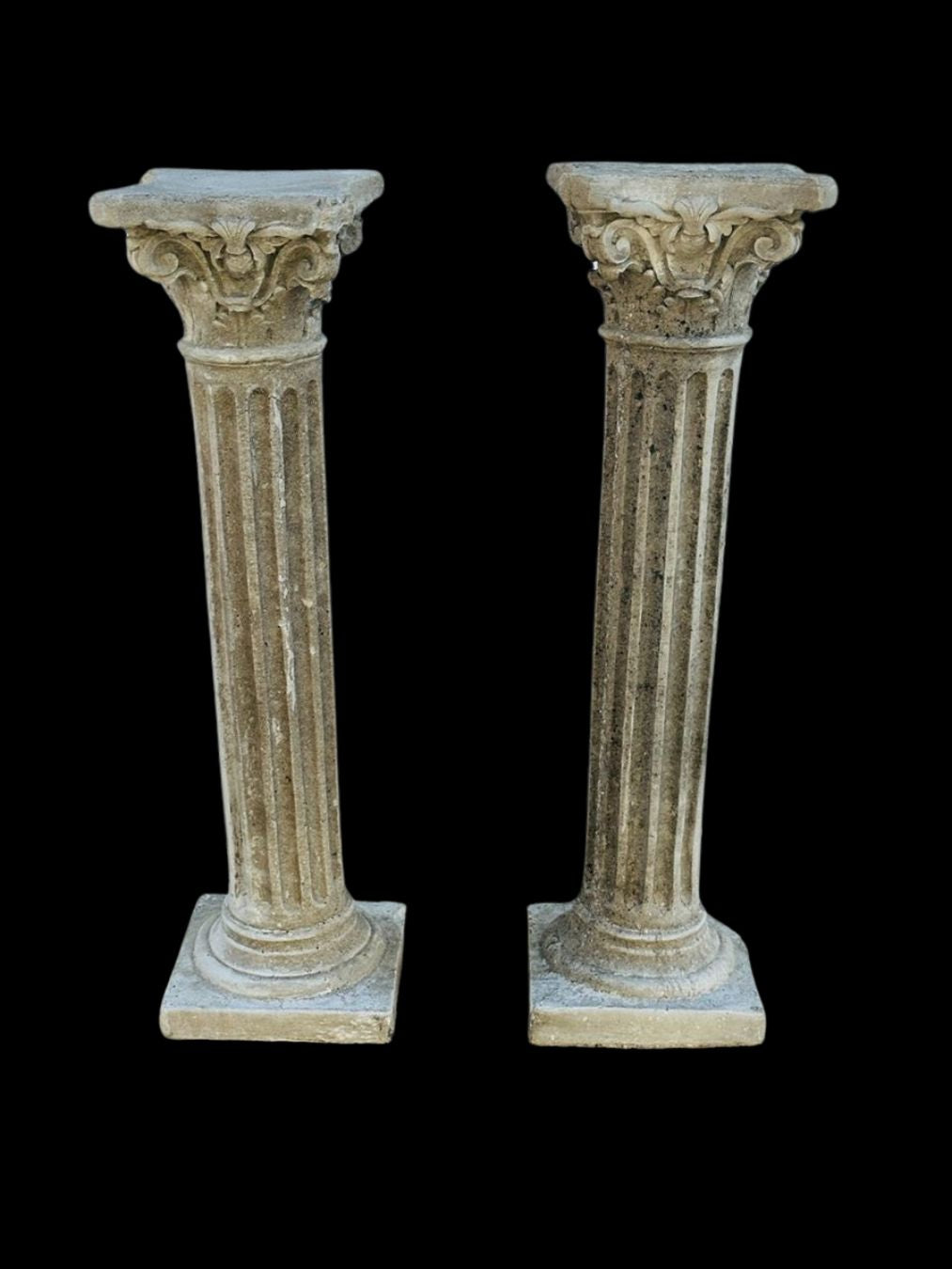 Pair of Grand Corinthian-Style Fluted Concrete Columns