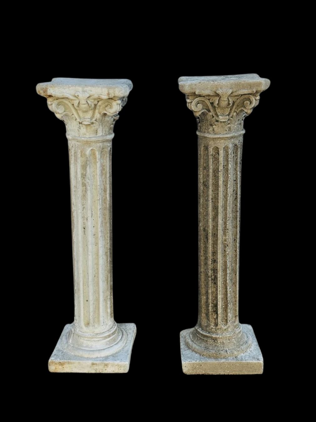 Pair of Grand Corinthian-Style Fluted Concrete Columns