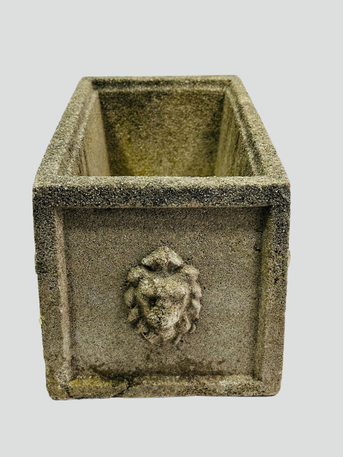 Pair of Vintage Concrete Lion Head Planters