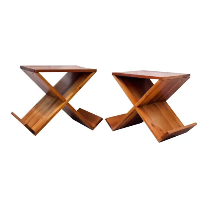 1970s Umbra Design "Mimosa" End Table With Magazine Rack (Set of 2)
