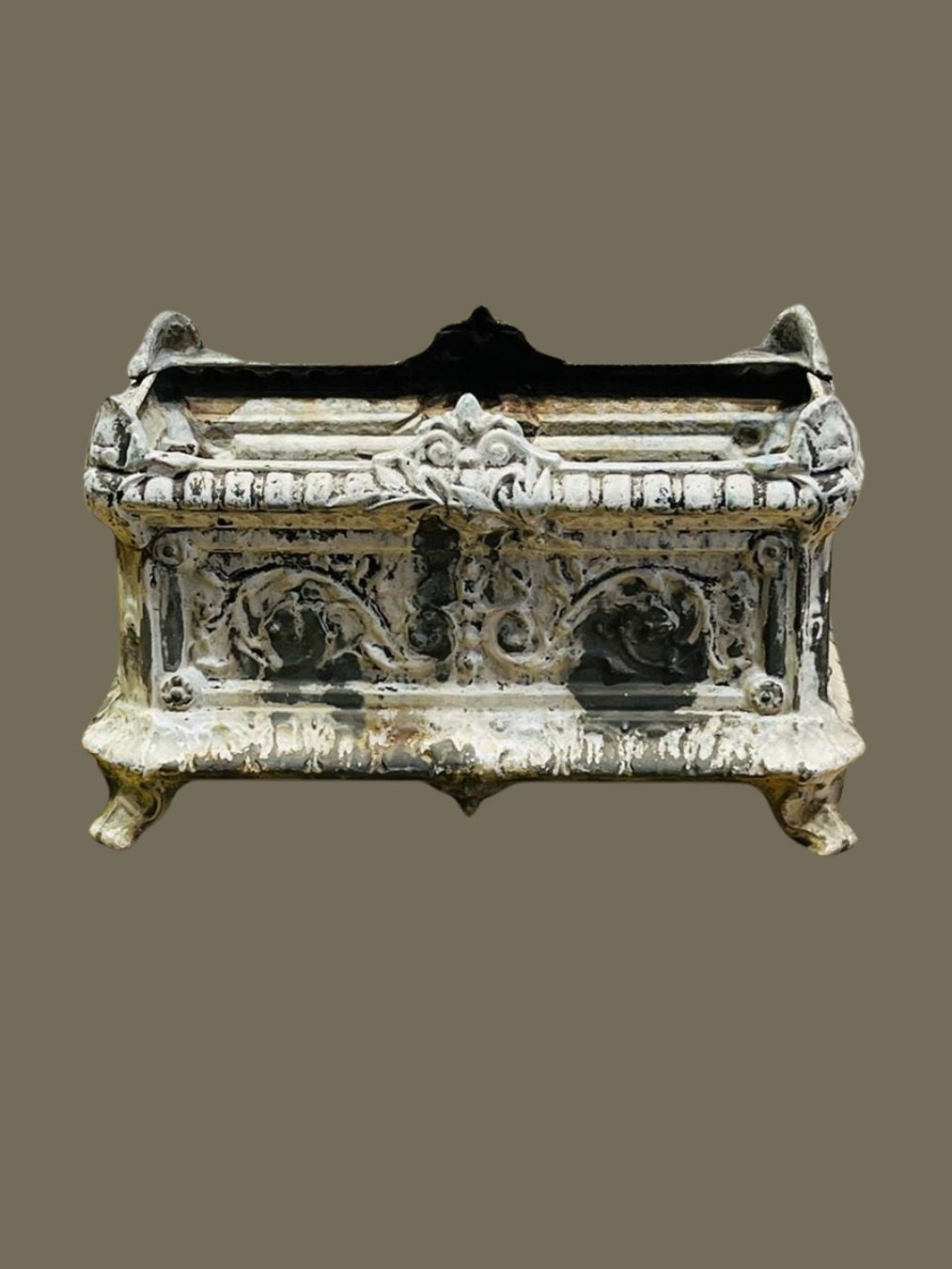 Antique French Cast Iron Garden Urn - Planter with Ornate Detailing
