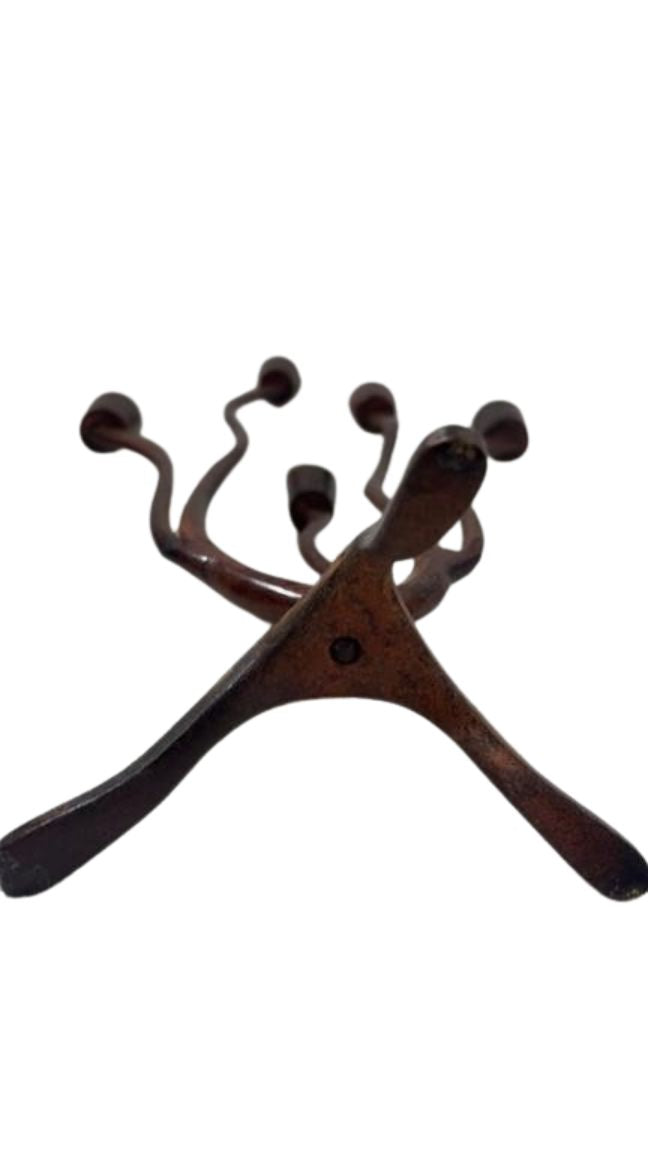 Pair of Sculptural Mid-Century Modern Brutalist Iron Candelabras – Organic Hand-Forged 5-Light Candle Holders