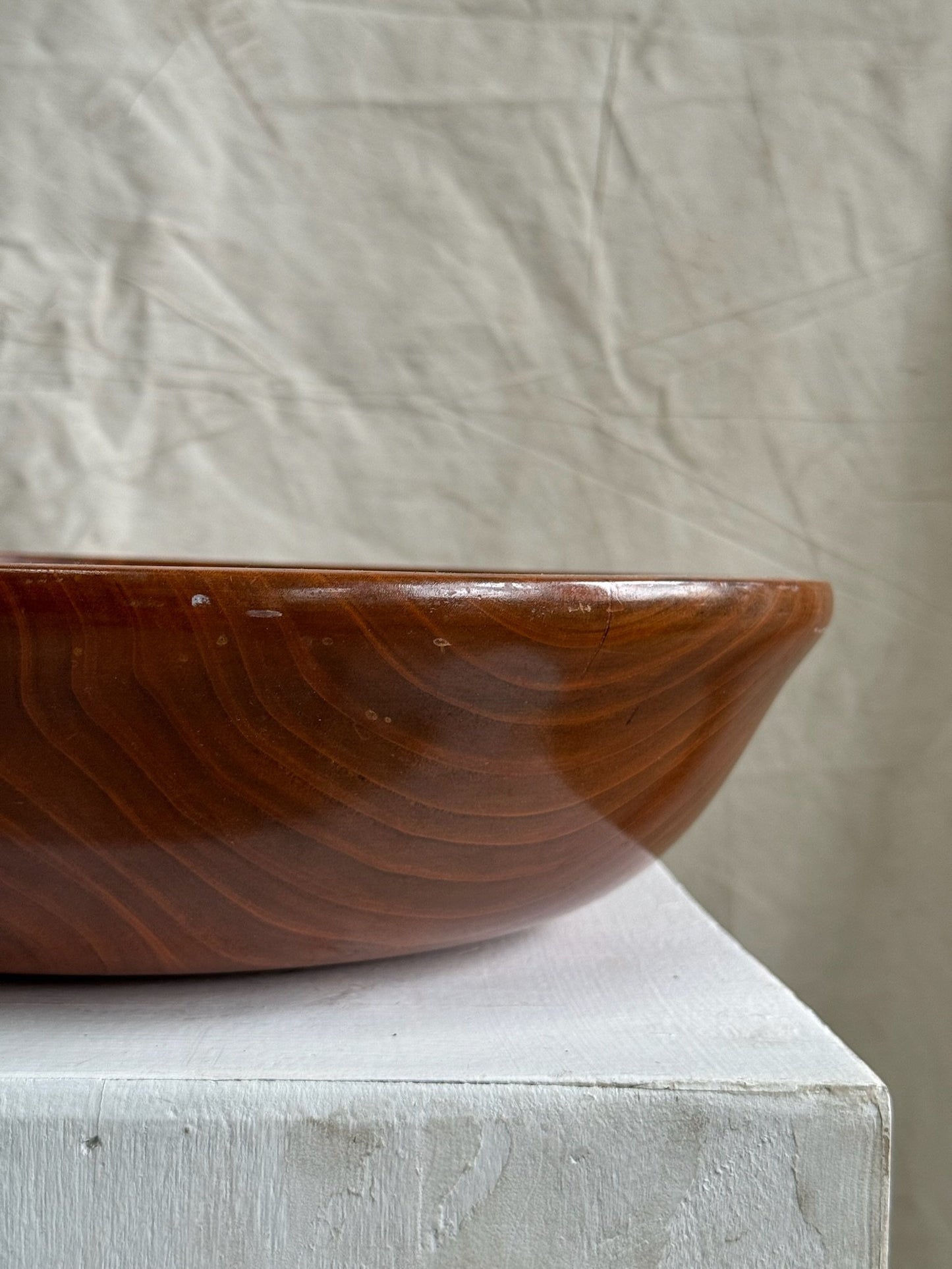 Cheery Wood Bowl Signed Lorenzo