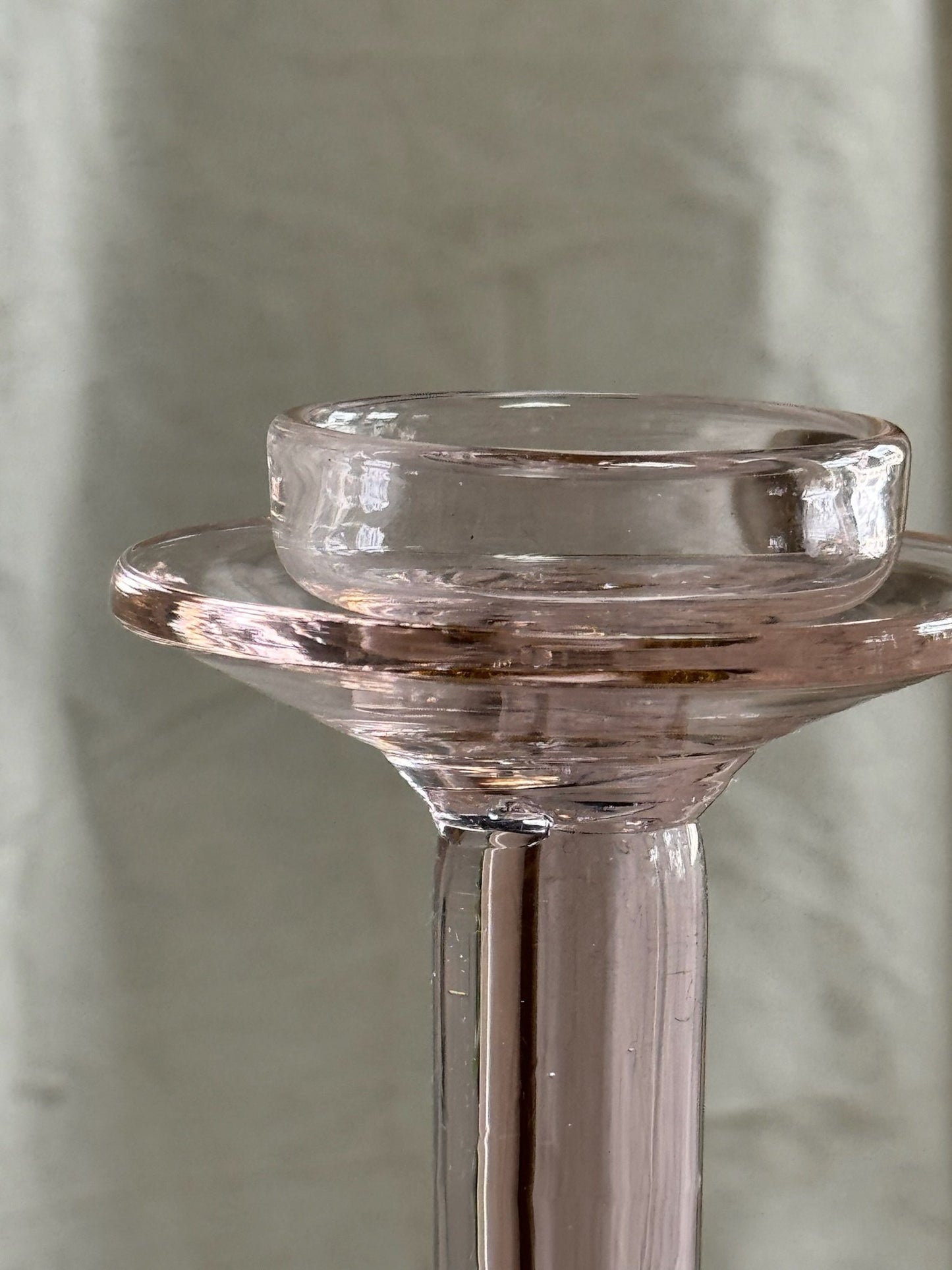 Vintage Pink Glass Candle Holder