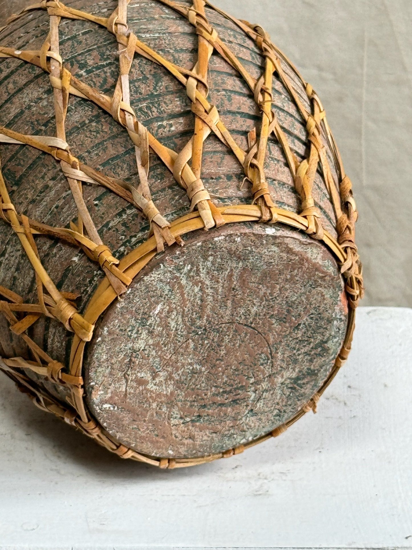 Vintage Woven Rattan Wrapped Vessel