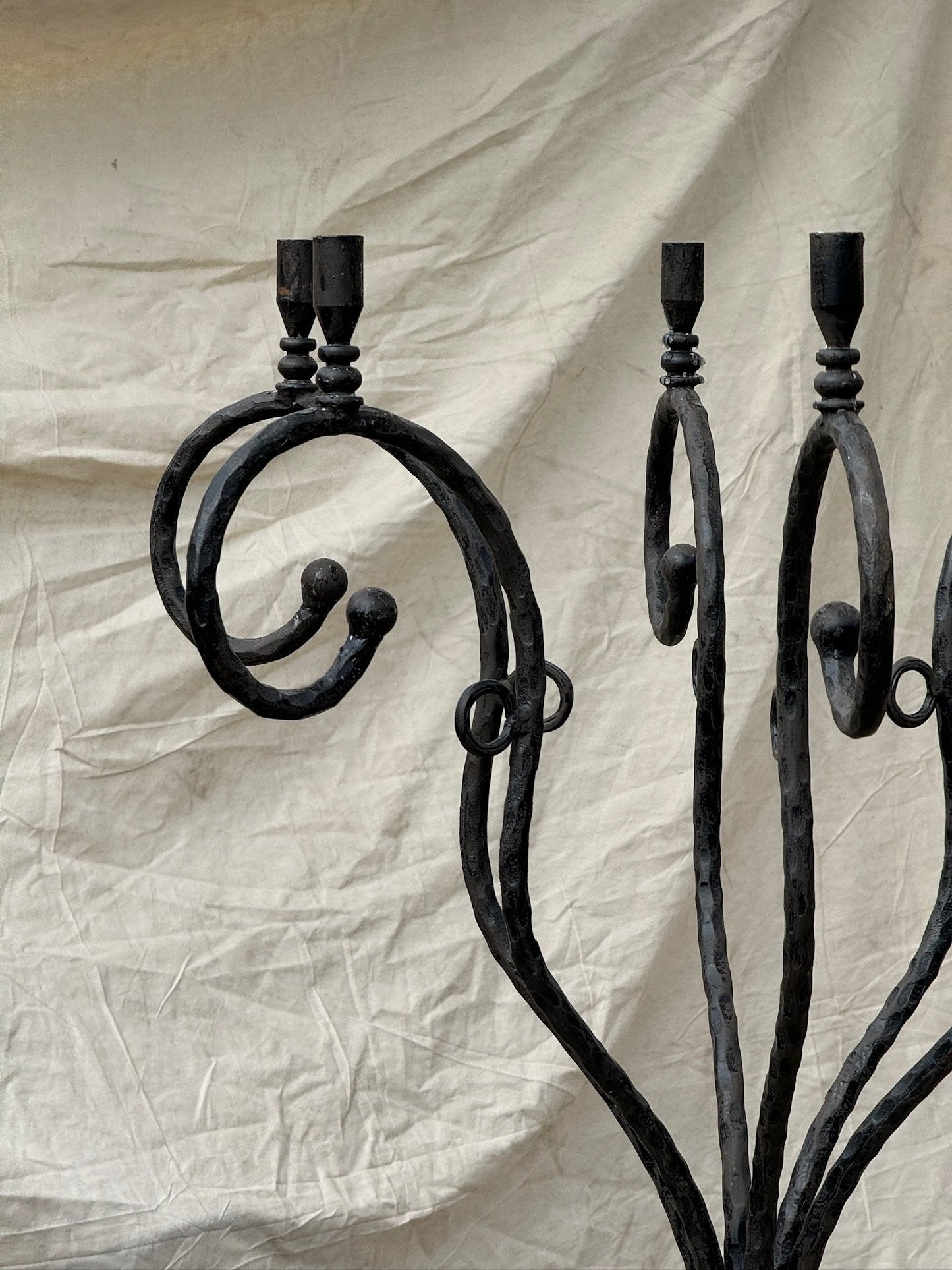 Vintage Scrolled Cast Iron Candelabrum