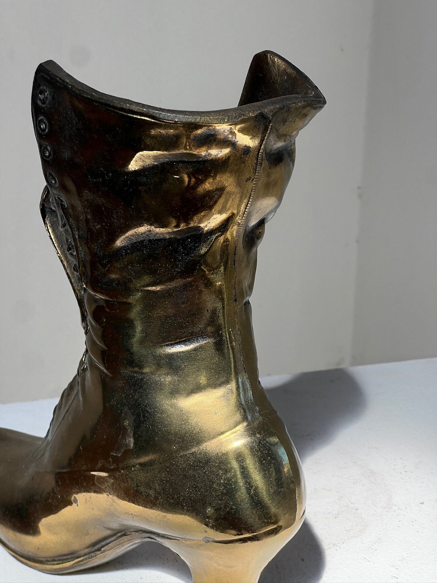 Vintage Victoria style cast brass boot window planter