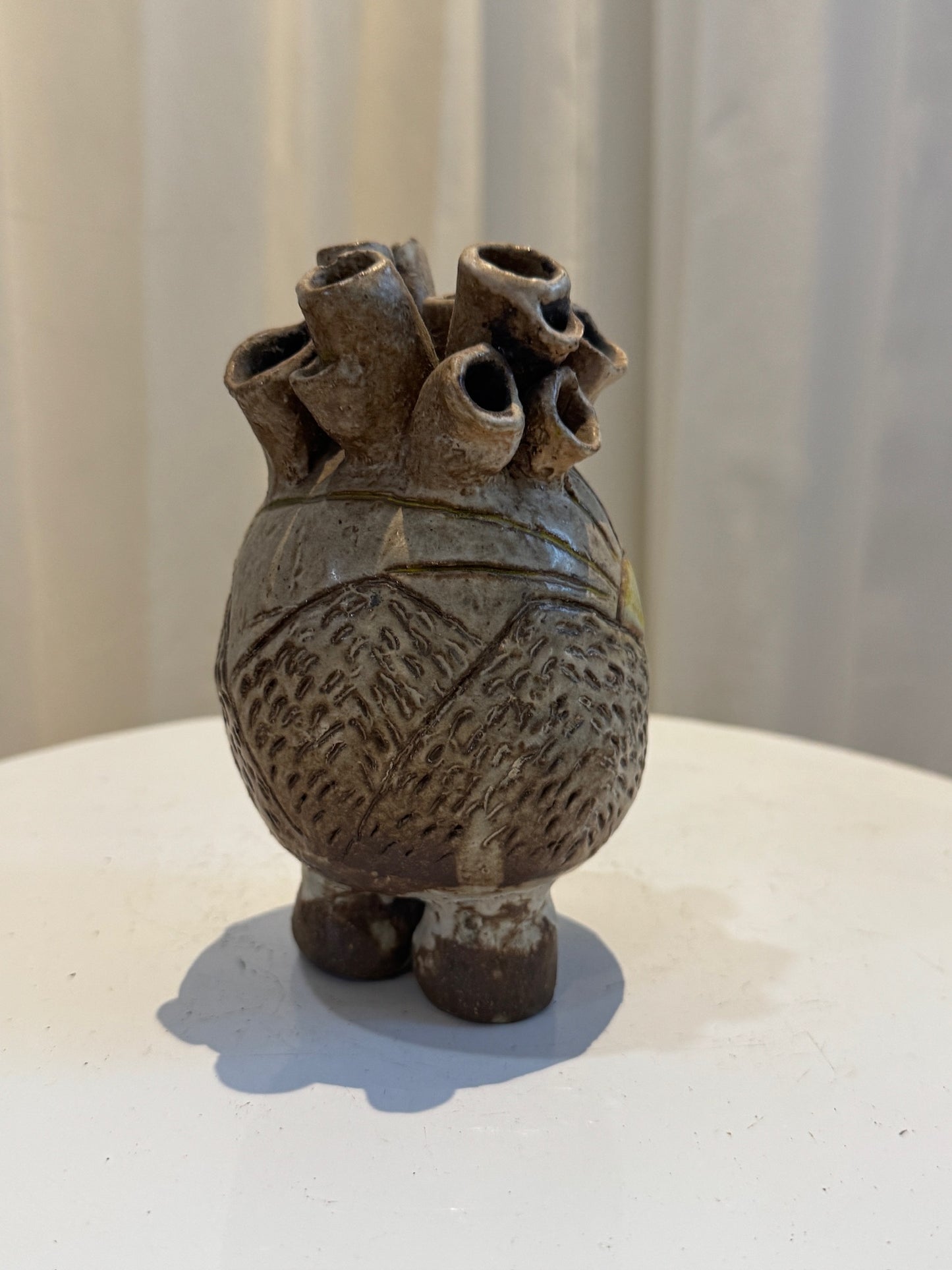Handcrafted Ceramic Bud Vase Sunrise with Human Heart-Inspired Design