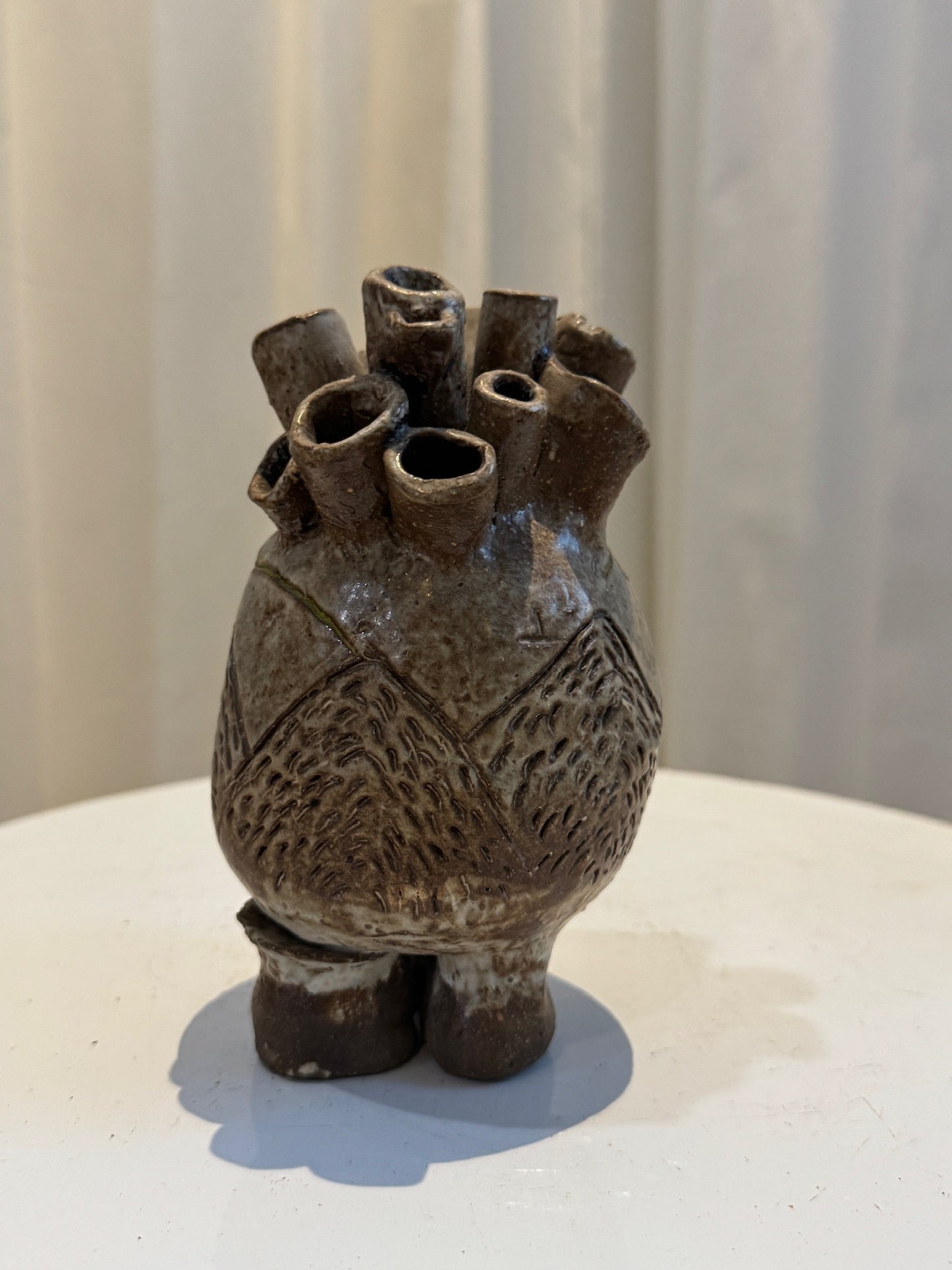 Handcrafted Ceramic Bud Vase Sunrise with Human Heart-Inspired Design