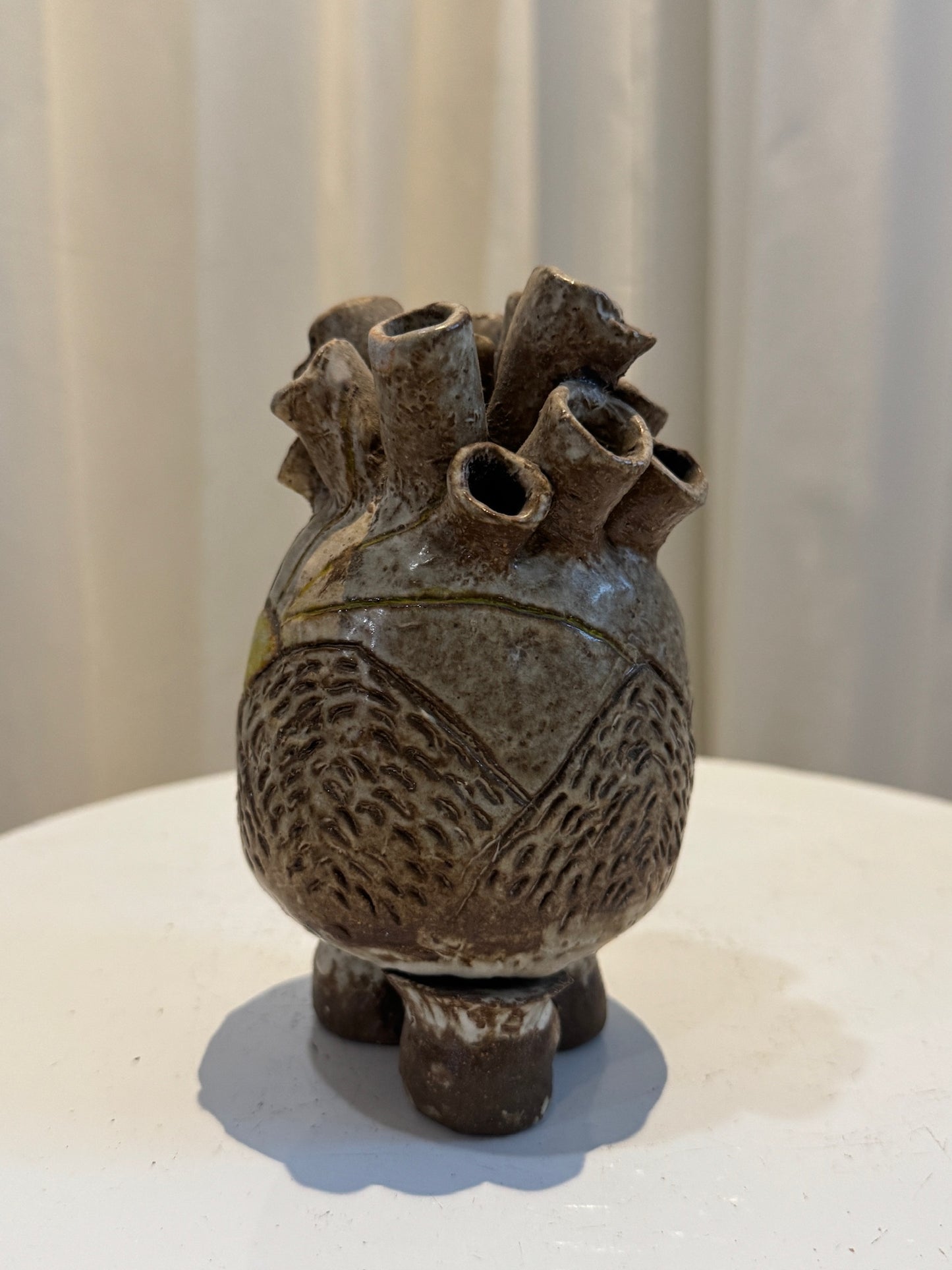 Handcrafted Ceramic Bud Vase Sunrise with Human Heart-Inspired Design