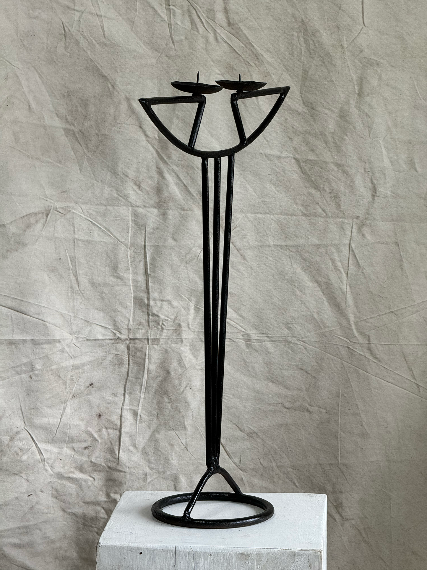 Vintage Art Nouveau Wrought Iron Candle Holder