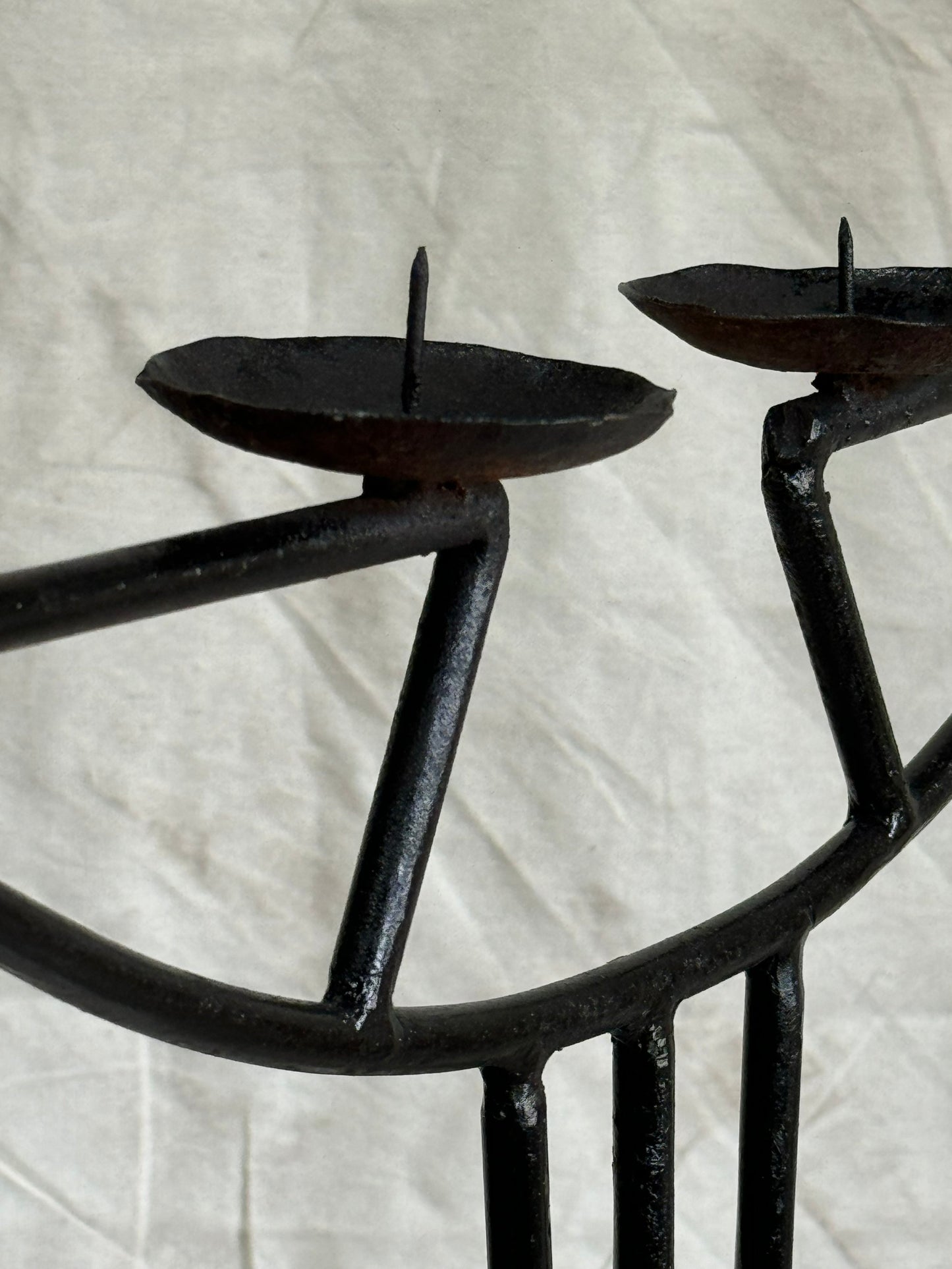 Vintage Art Nouveau Wrought Iron Candle Holder