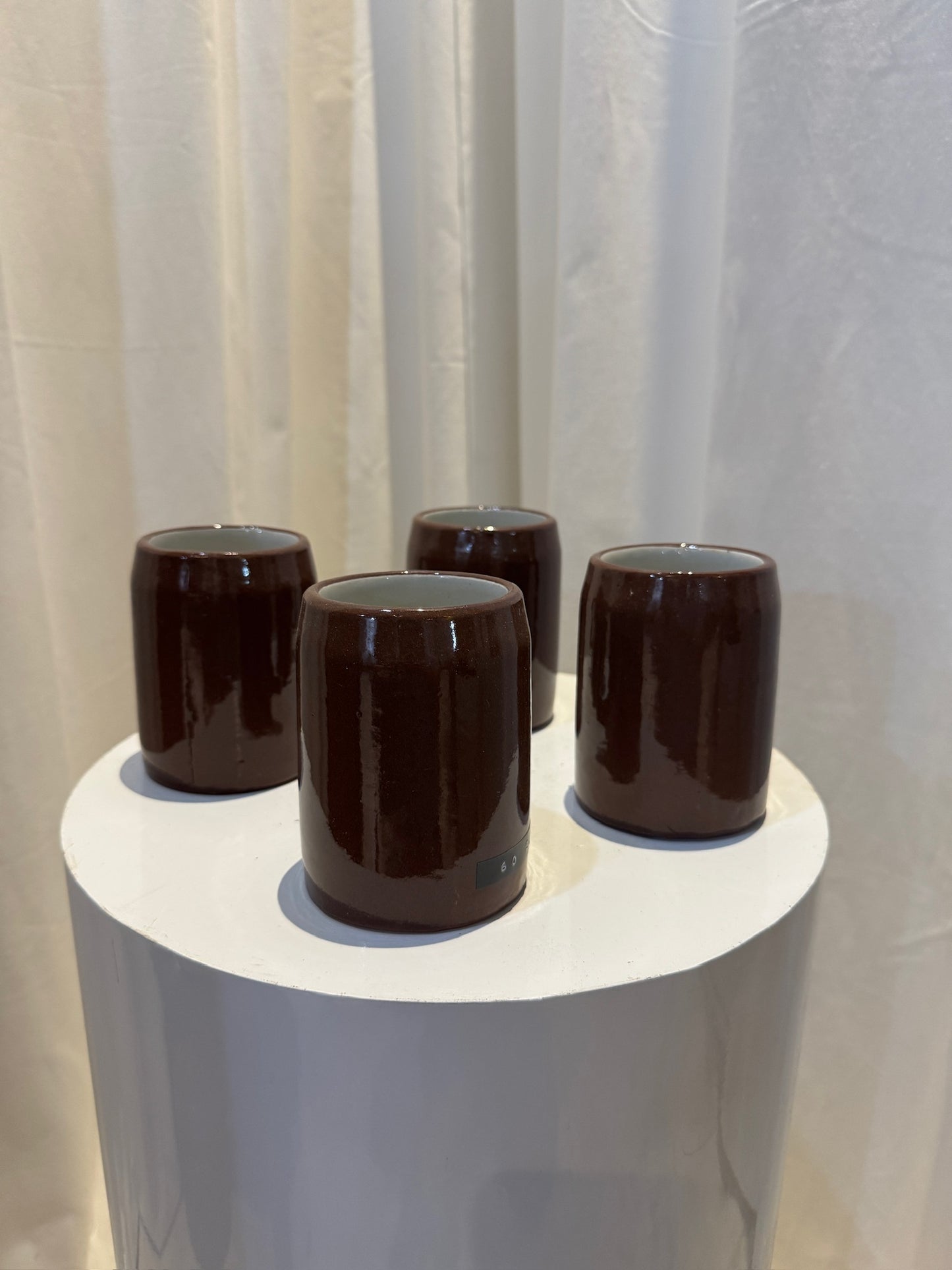 Vintage Buckeye Pottery Stoneware Mug Set of 4 Handcrafted Brown Glazed Ceramic
