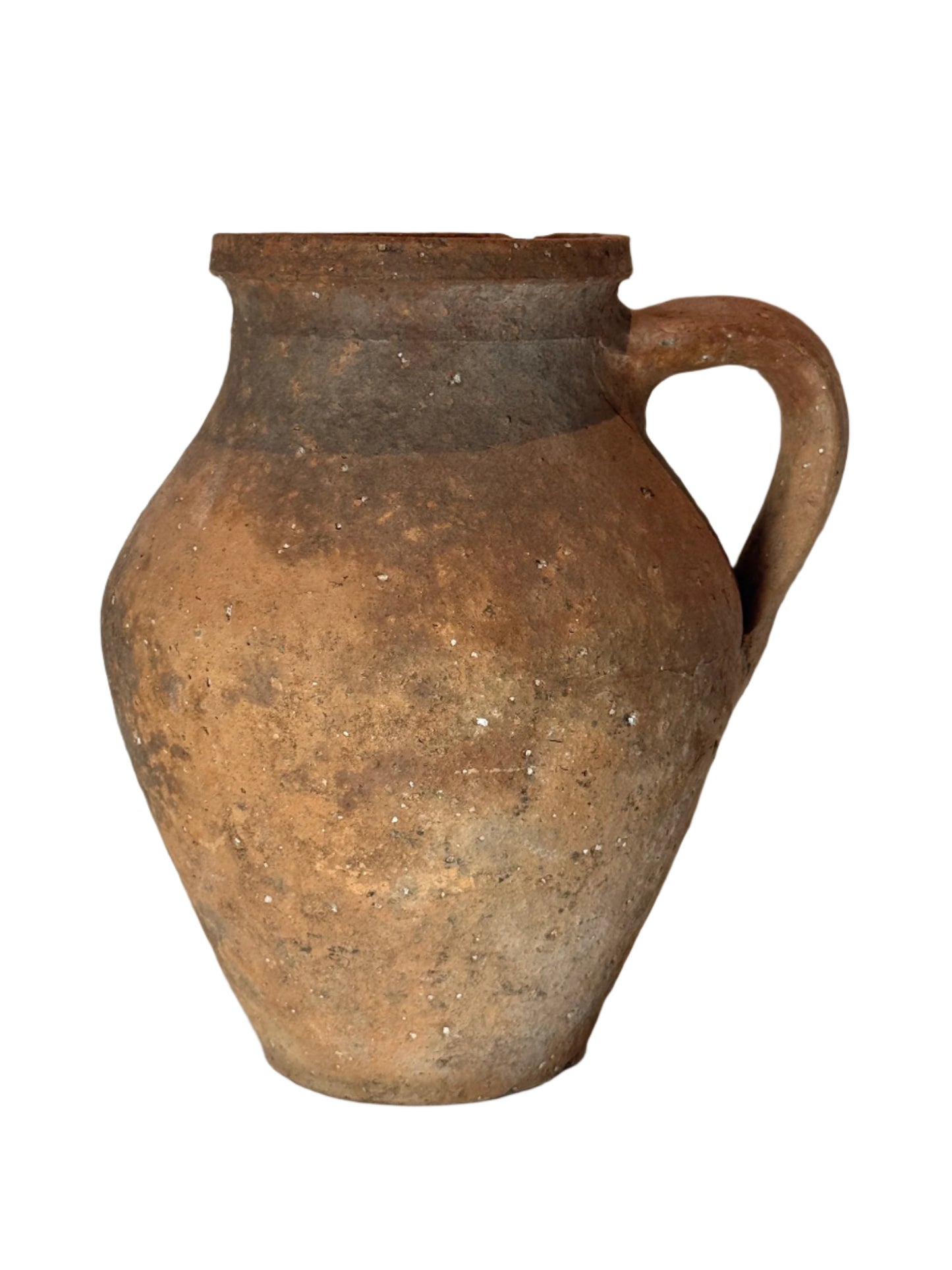 Antique Handcrafted Terracotta Pot | Rustic Amphora-Style Clay Vessel with Handle