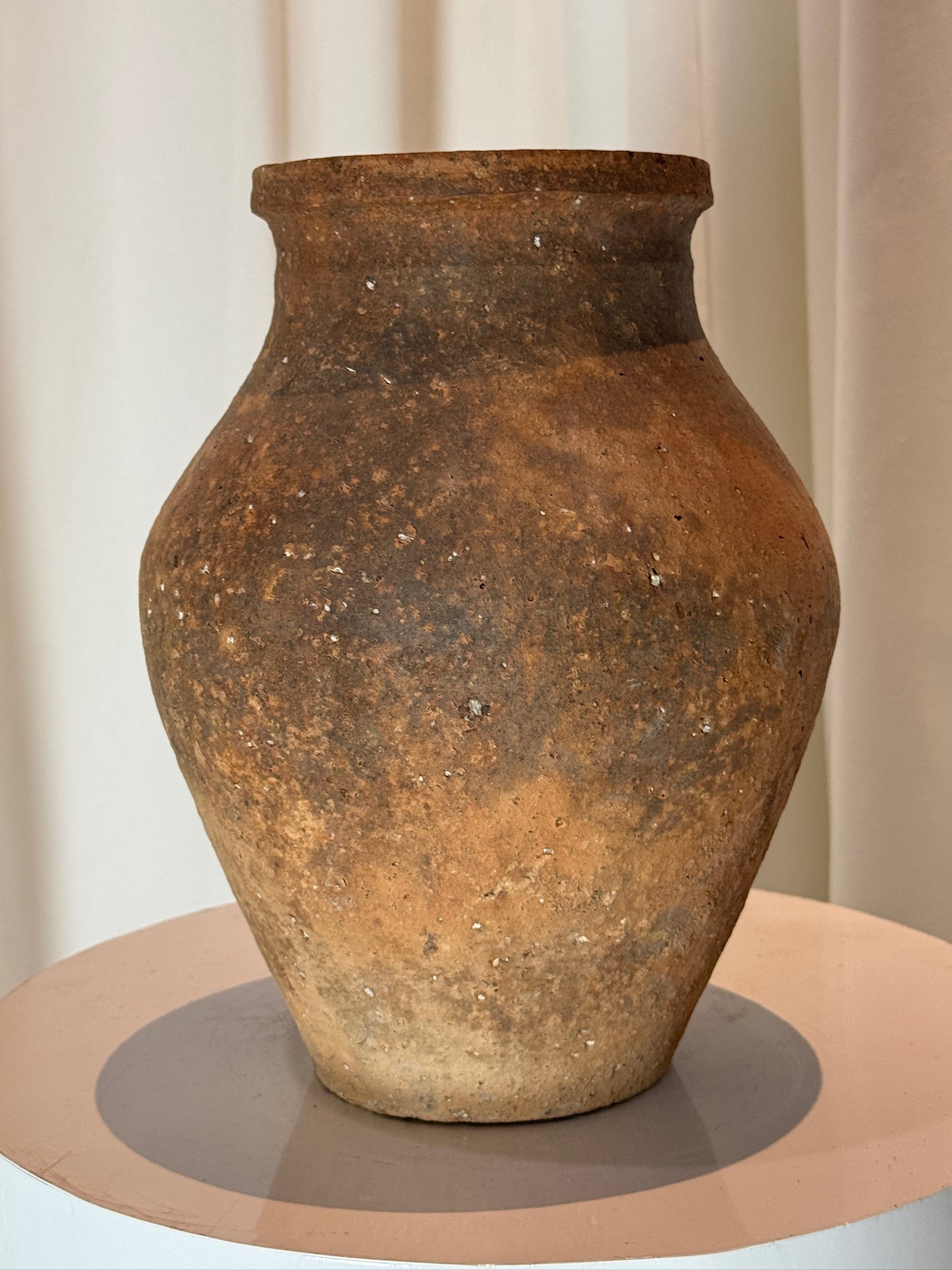 Antique Handcrafted Terracotta Pot | Rustic Amphora-Style Clay Vessel with Handle