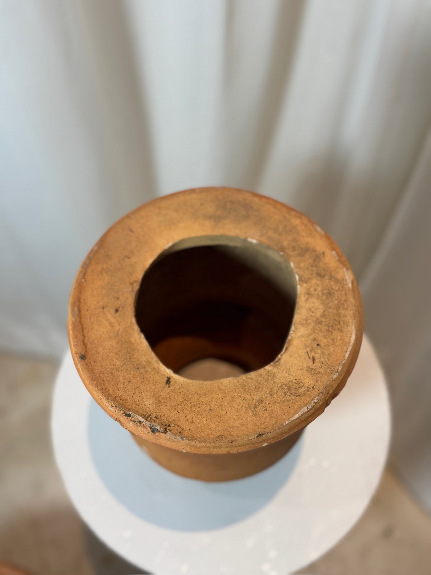 Antique Two-Piece Terracotta Hourglass Vessel – Sculptural Rustic Pottery