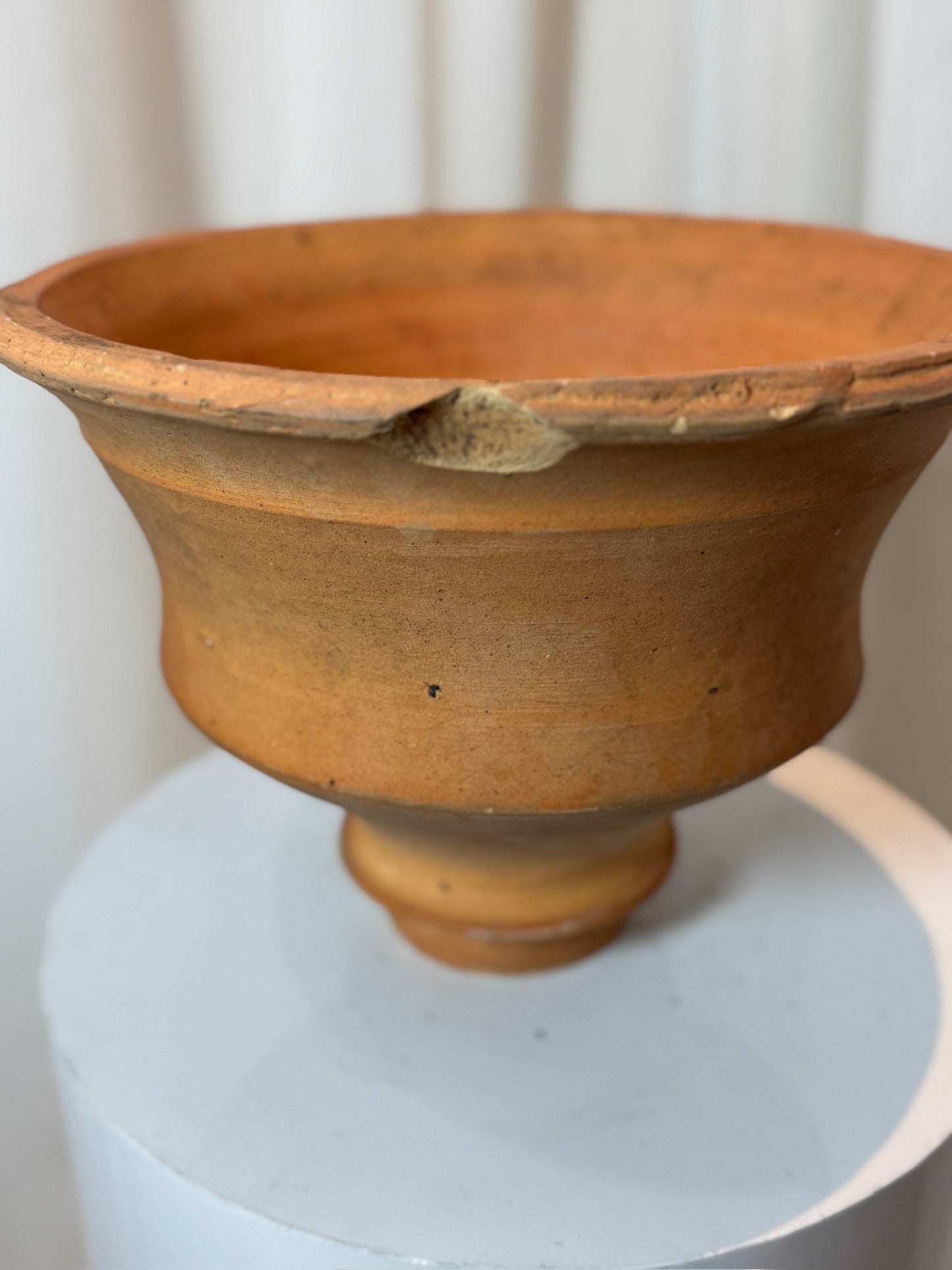 Antique Two-Piece Terracotta Hourglass Vessel – Sculptural Rustic Pottery