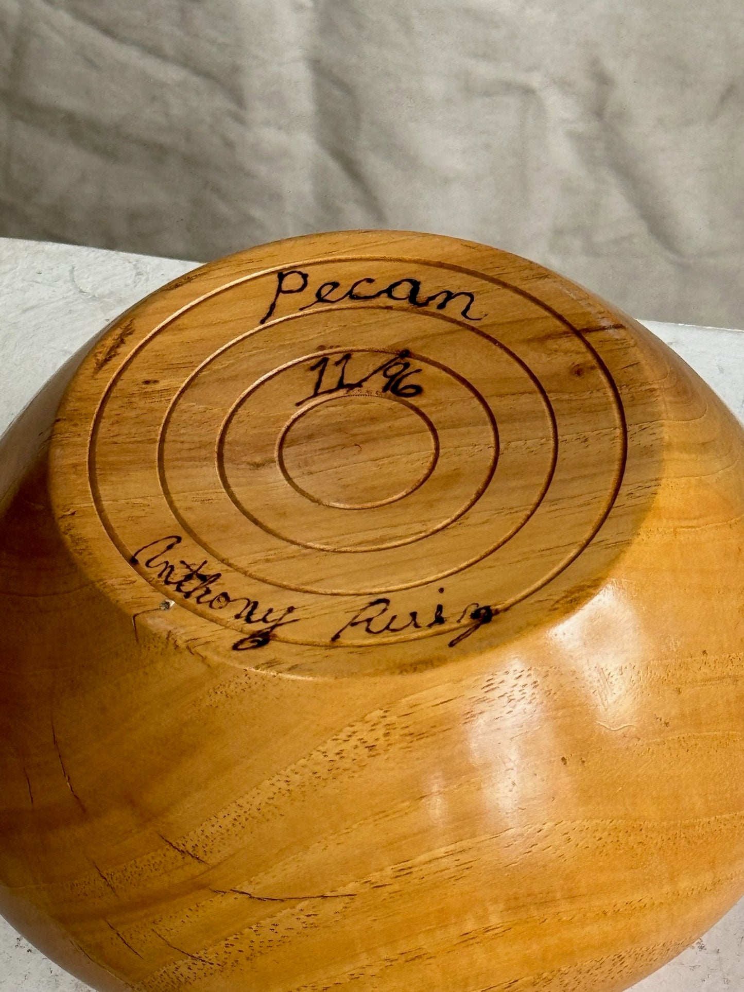 Hand Carved Wooden Bowl signed Anthony Ruiz