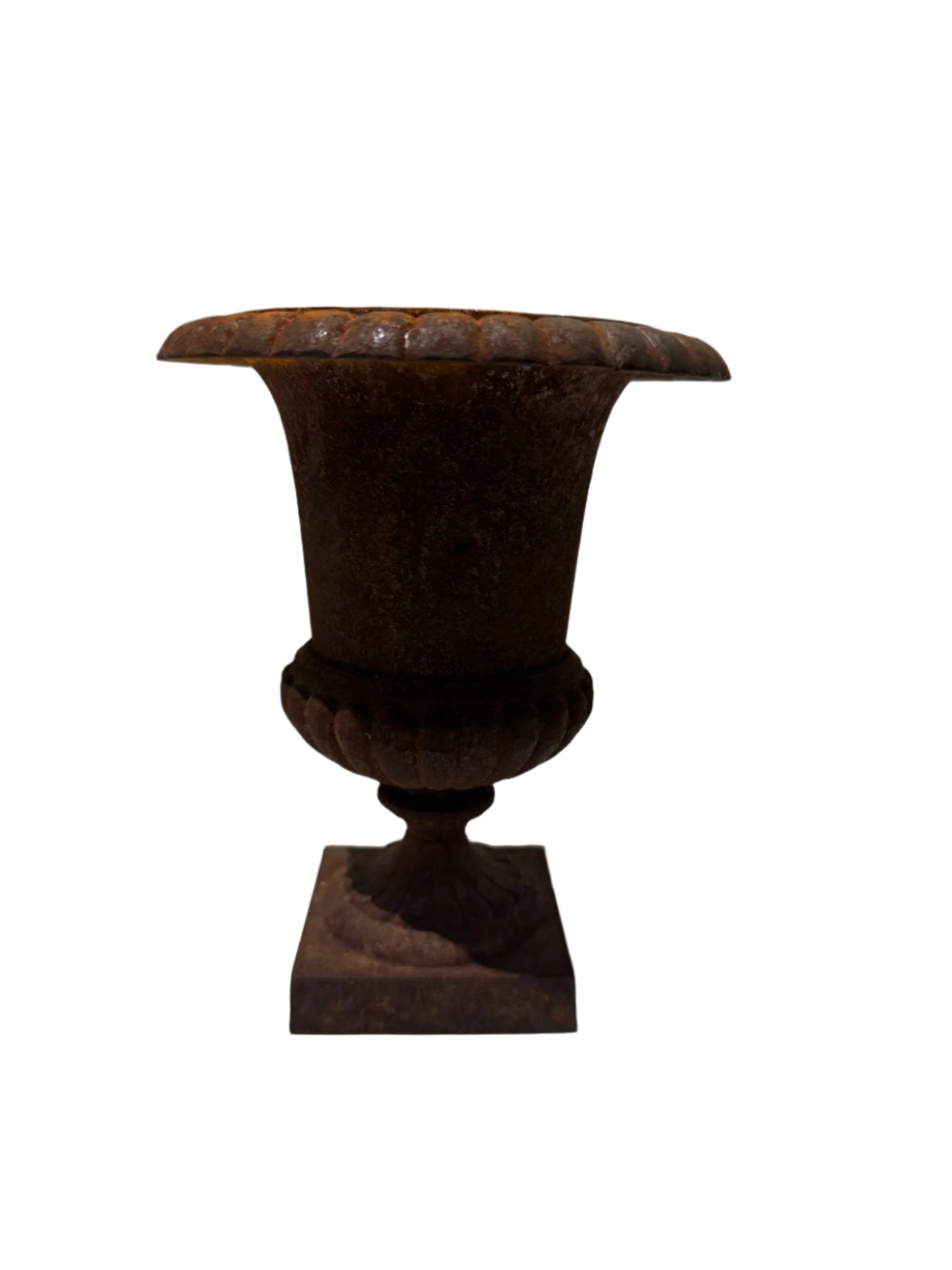 Antique French Neoclassical Cast Iron Mini Urn Planter – Aged Patina