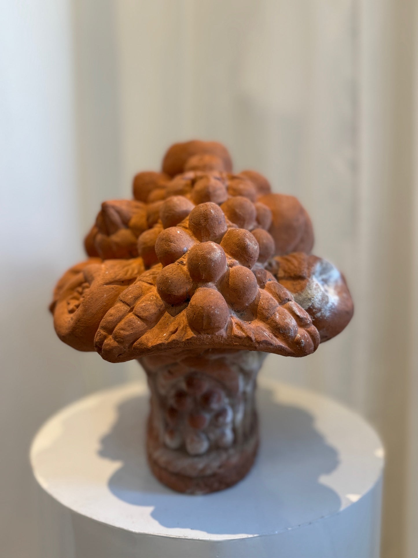 Grand Antique Italian-Style Terracotta Fruit Basket Finial – Handcrafted Garden Ornament with Aged Patina