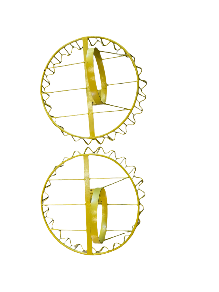 Vintage Yellow Wire Metal Wall-Mounted Basket Holders (Set of 2)