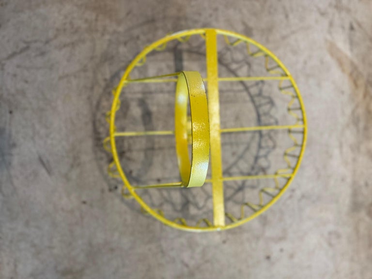 Vintage Yellow Wire Metal Wall-Mounted Basket Holders (Set of 2)