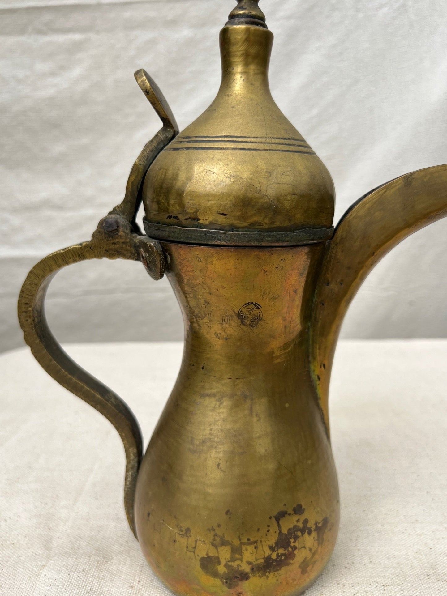 Antique Middle Eastern Dallah Arabic Brass Coffee Pot