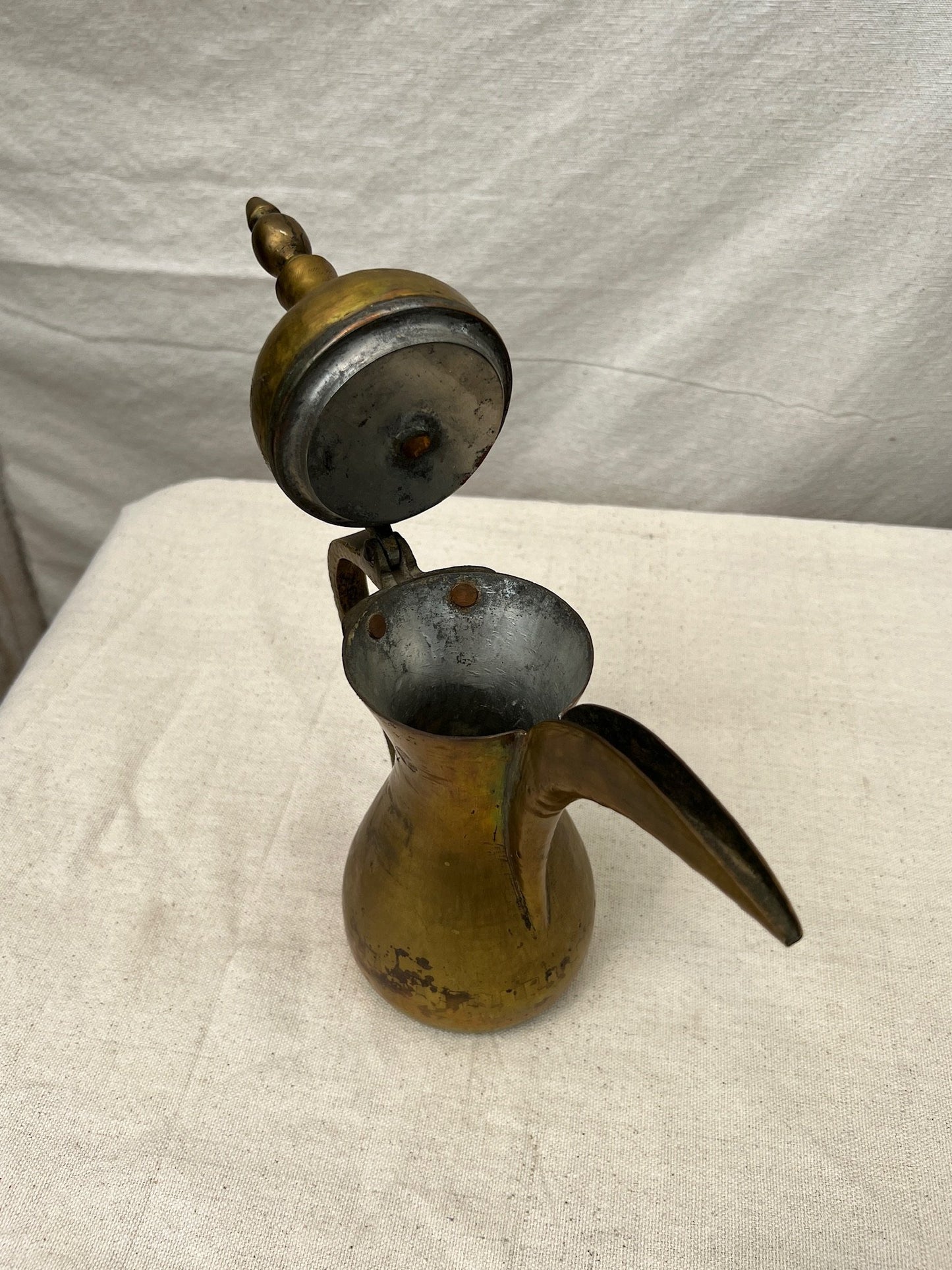 Antique Middle Eastern Dallah Arabic Brass Coffee Pot