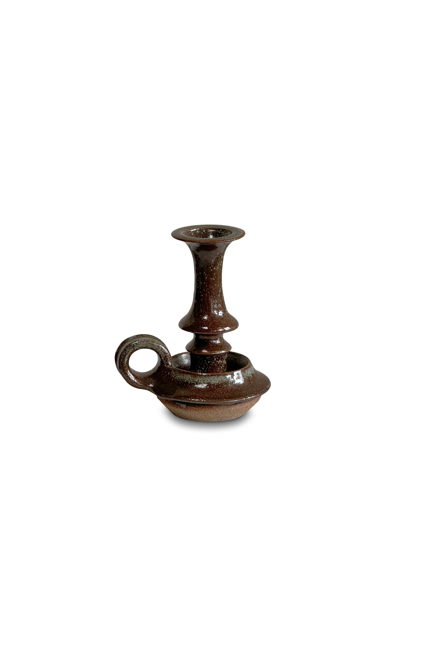 Vintage Brown Ceramic Stoneware Candle Holder