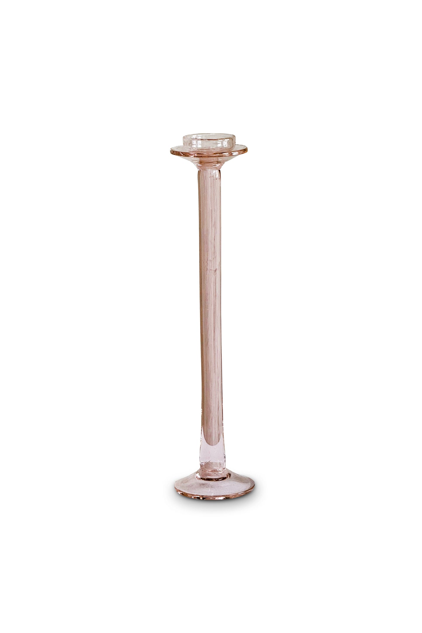 Vintage Pink Glass Candle Holder