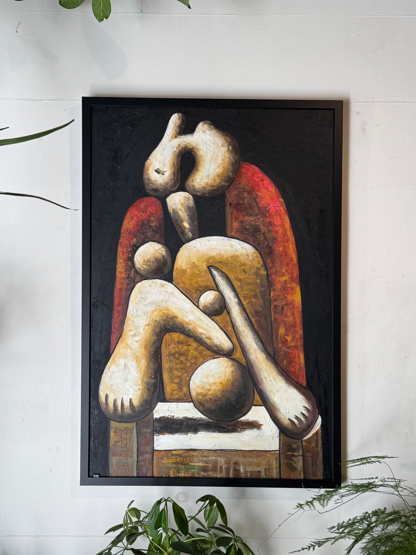 Abstract Cubist Oil Painting – Signed & Framed – Homage to Picasso