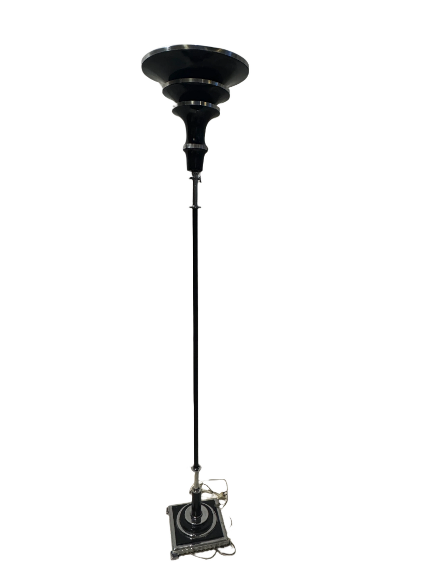 Rare RMC Model 795 Art Deco Machine Age Floor Lamp in Black Enamel and Polished Aluminum