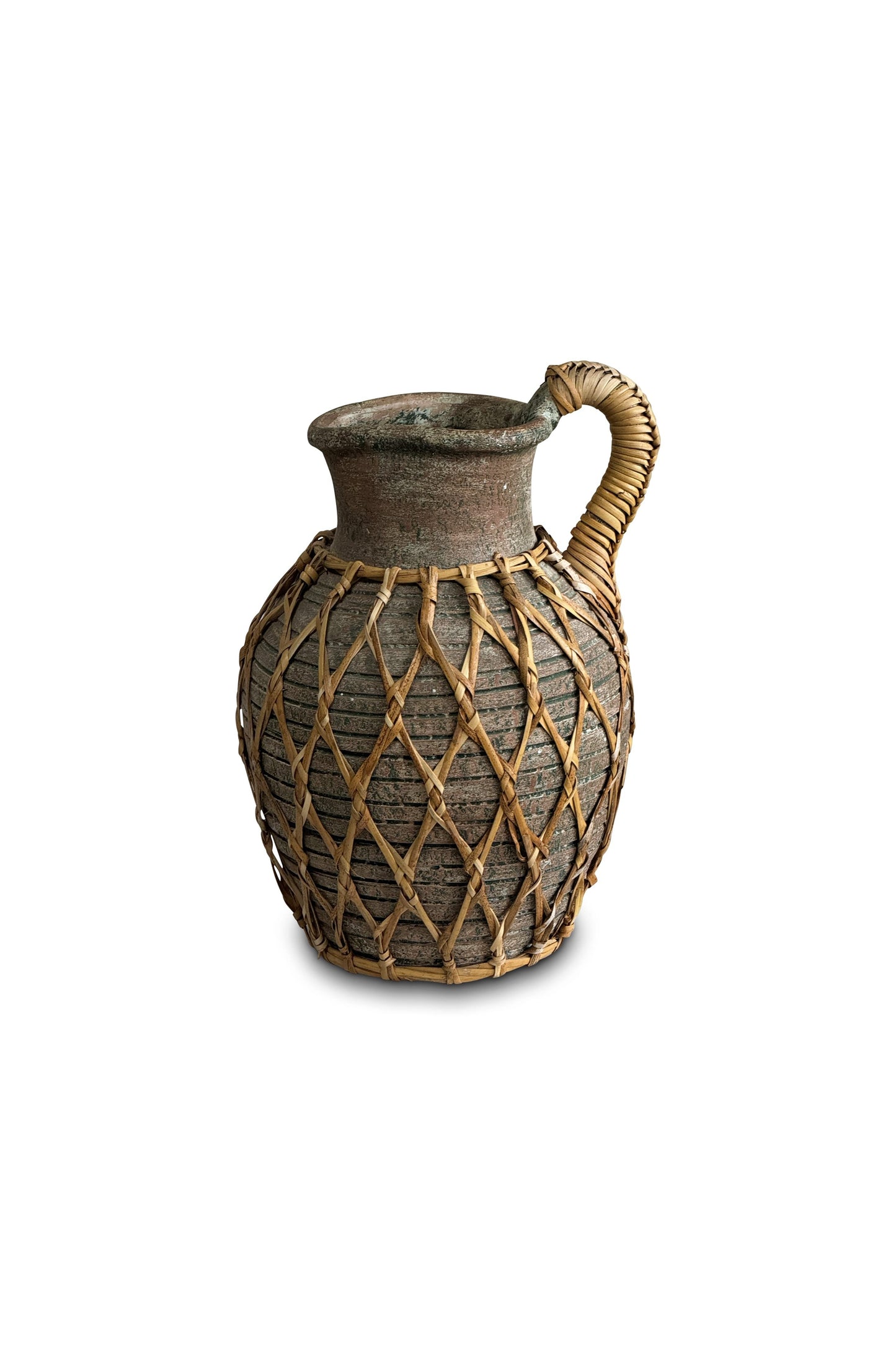 Vintage Woven Rattan Wrapped Vessel