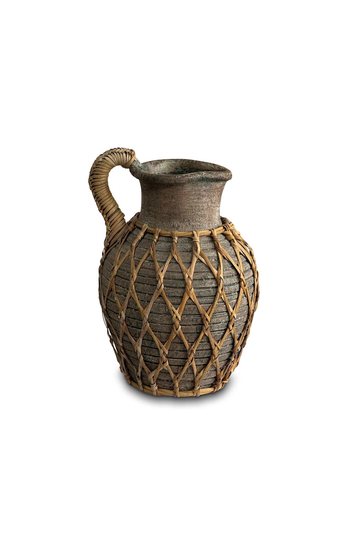 Vintage Woven Rattan Wrapped Vessel