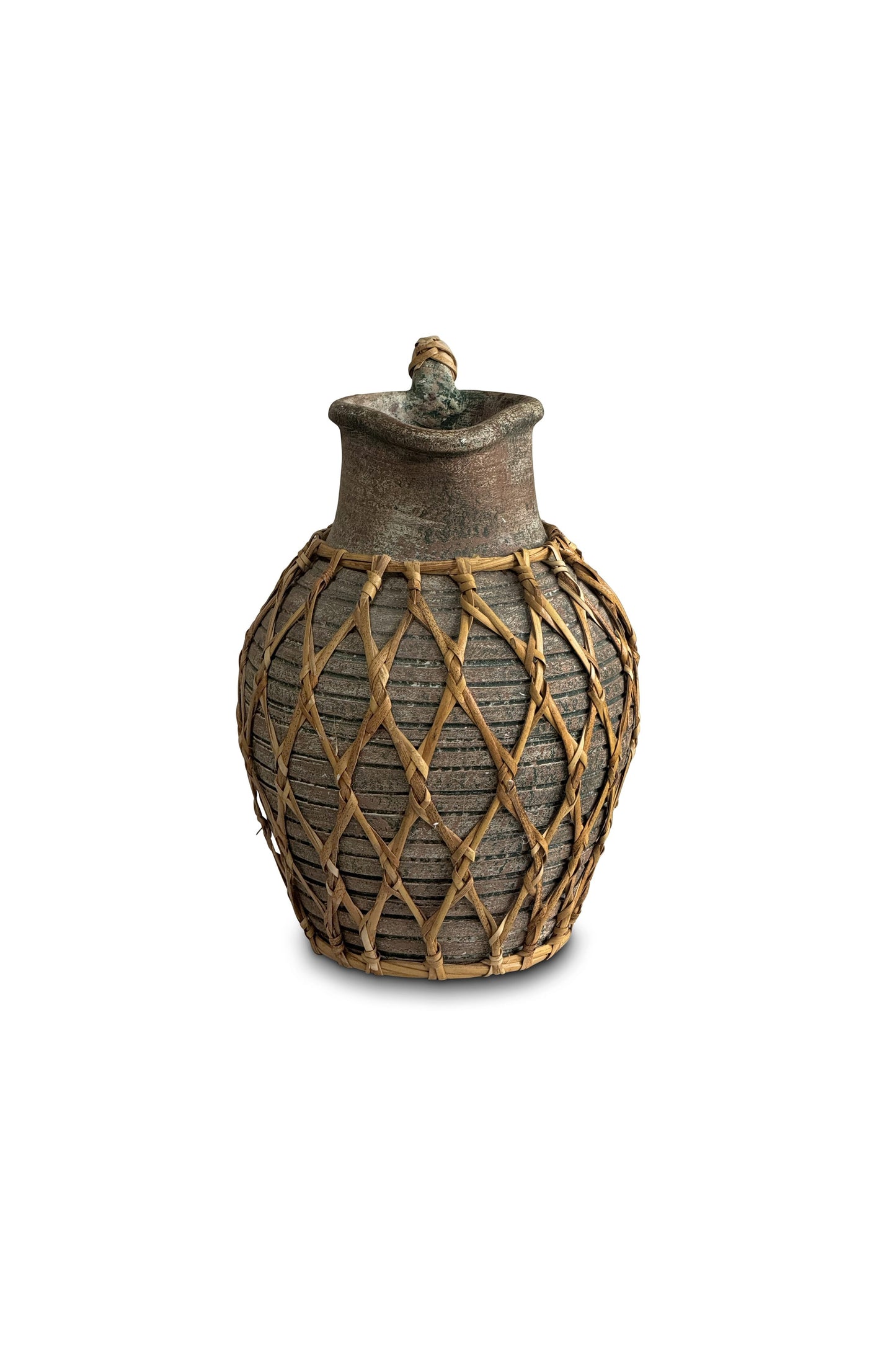Vintage Woven Rattan Wrapped Vessel
