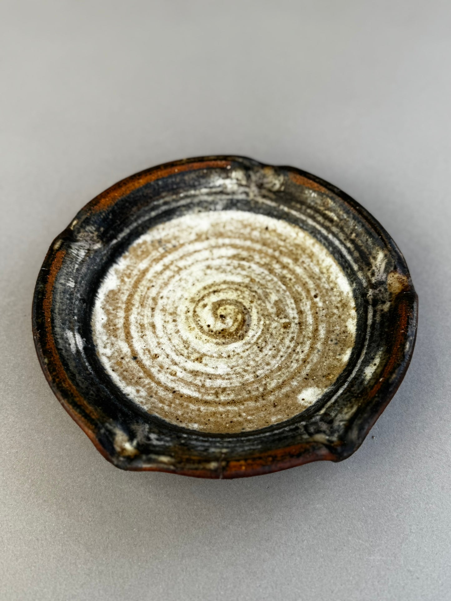 Signed Studio Pottery Ceramic Ashtray with Glazed Earth Tones – Handcrafted Artisan Work