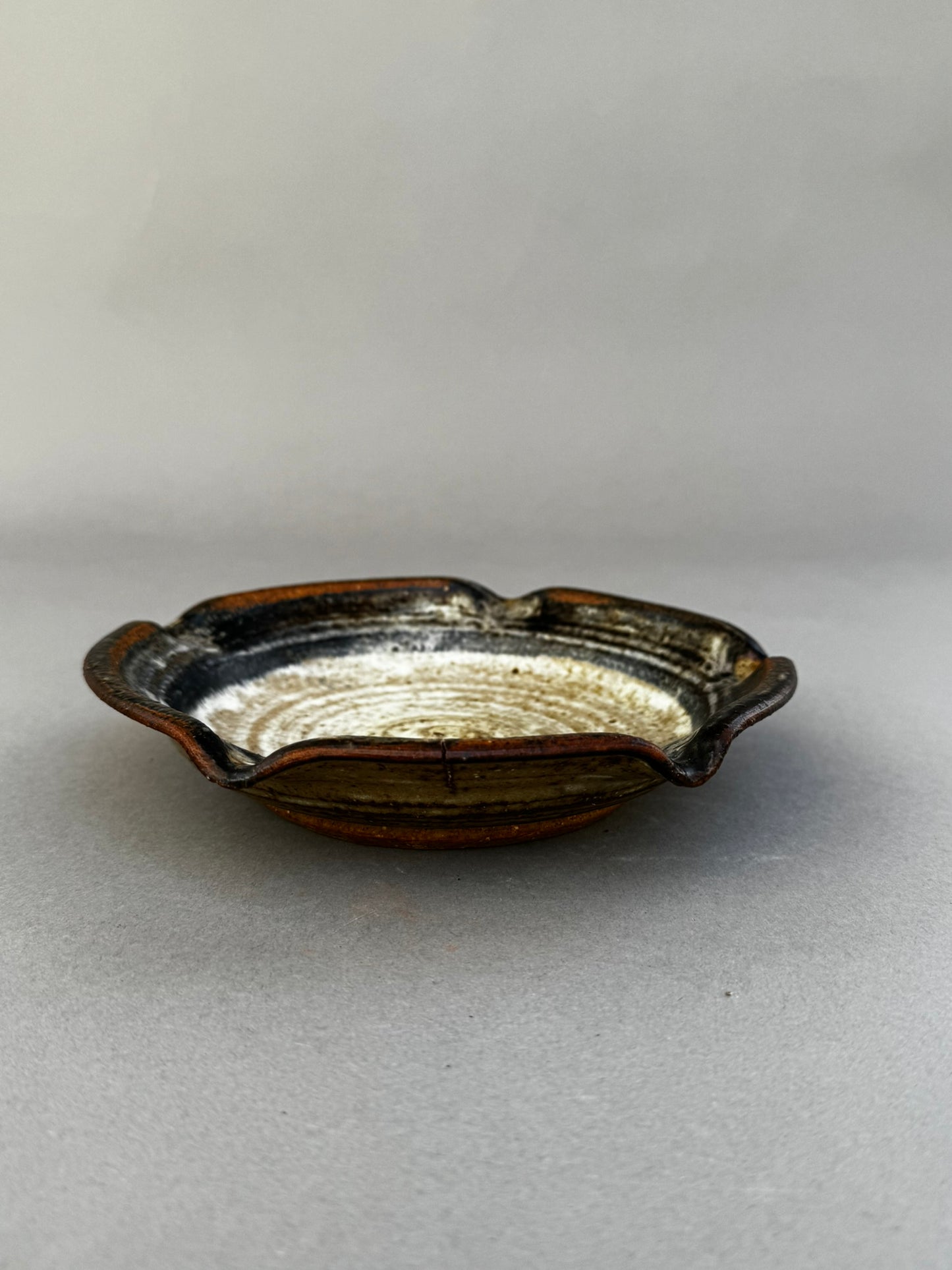 Signed Studio Pottery Ceramic Ashtray with Glazed Earth Tones – Handcrafted Artisan Work