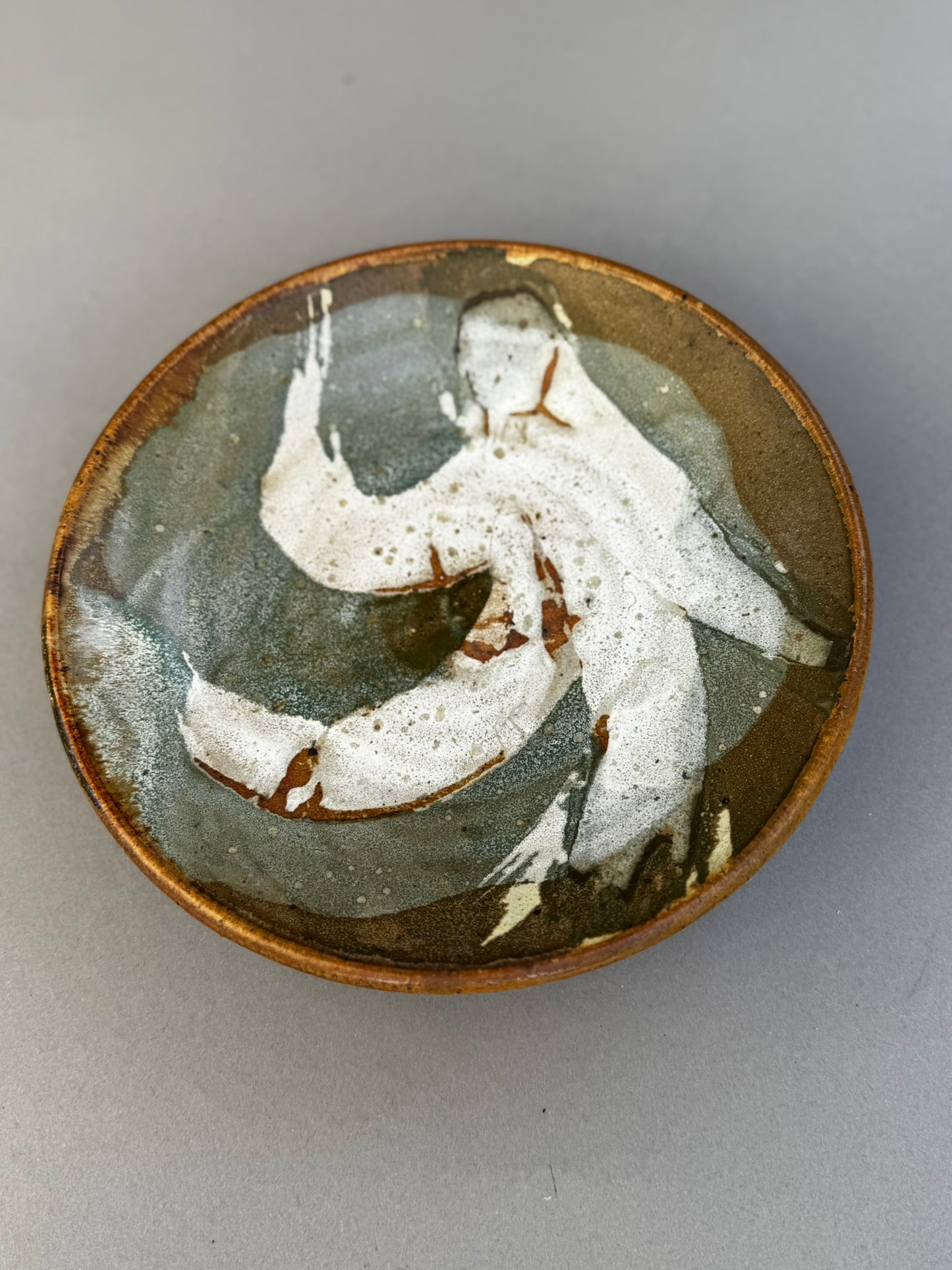 Abstract Brushstroke Studio Pottery Bowl – Hand-Thrown Glazed Stoneware, Wabi-Sabi Aesthetic
