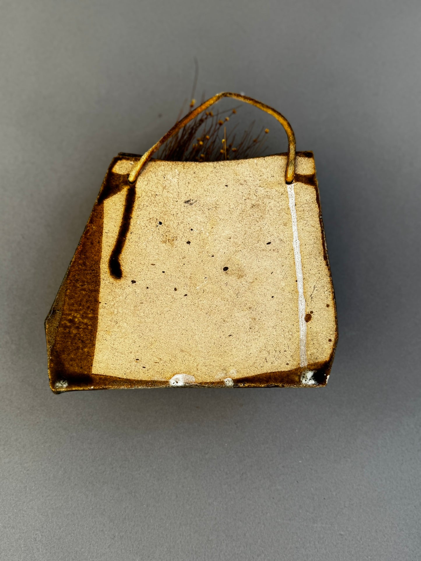 Decorative Ceramic Handbag Wall Sculpture with Leather Strap