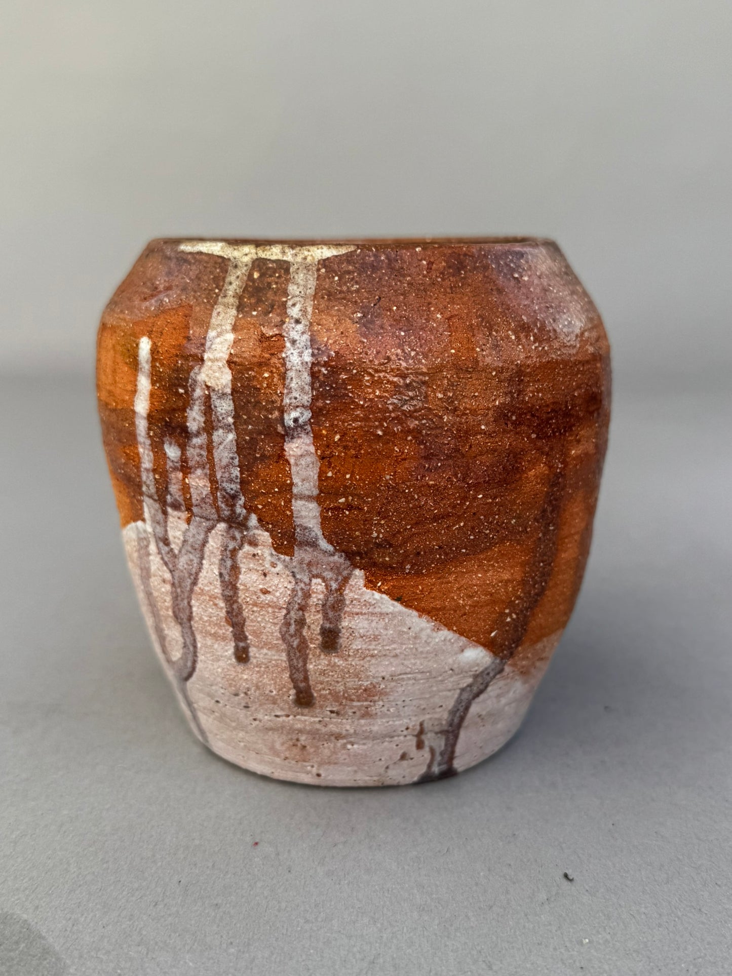 Signed Buhrandt Studio Art Pottery Cup – Handcrafted Abstract Glazed Stoneware Vessel