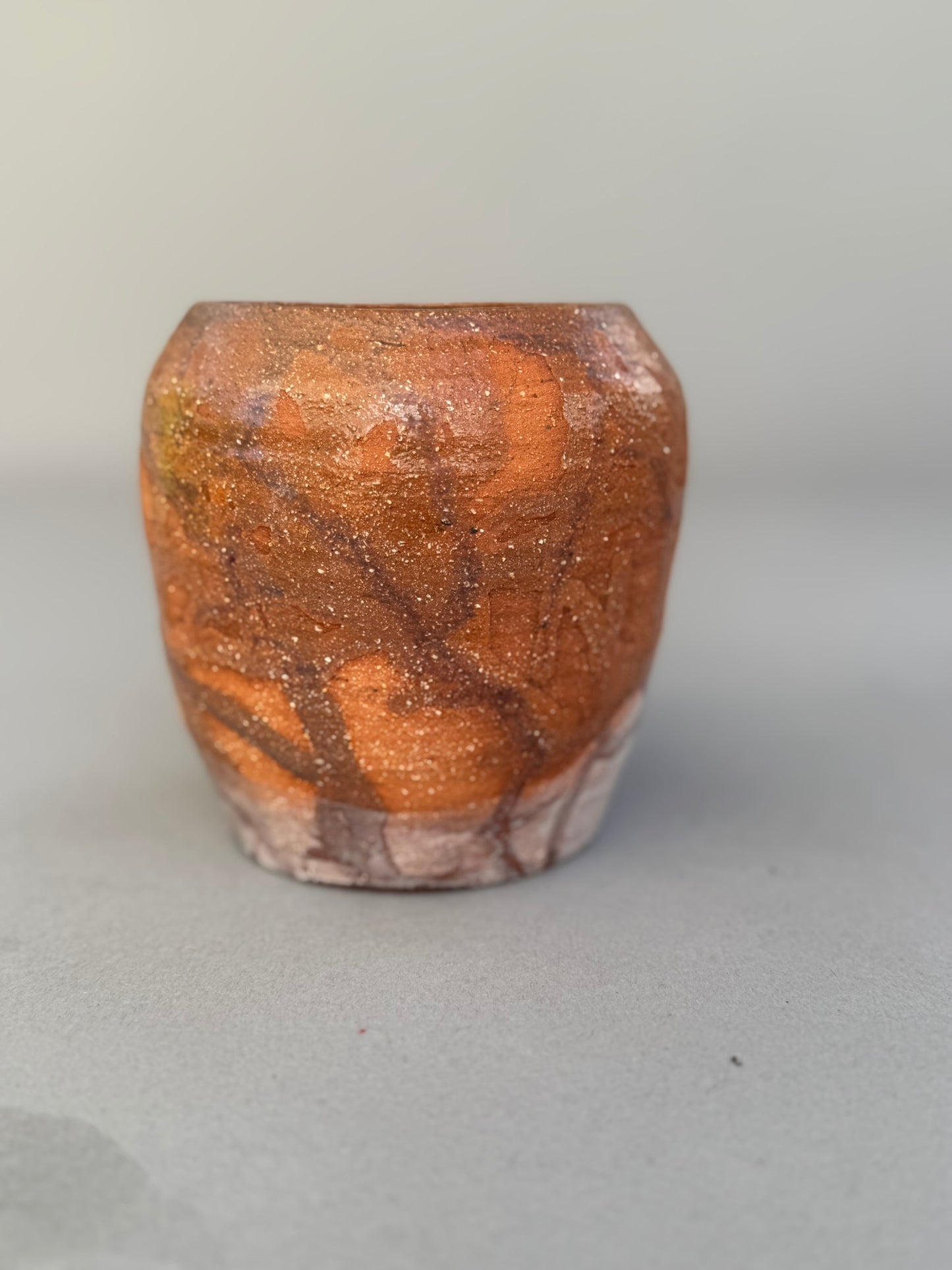 Signed Buhrandt Studio Art Pottery Cup – Handcrafted Abstract Glazed Stoneware Vessel