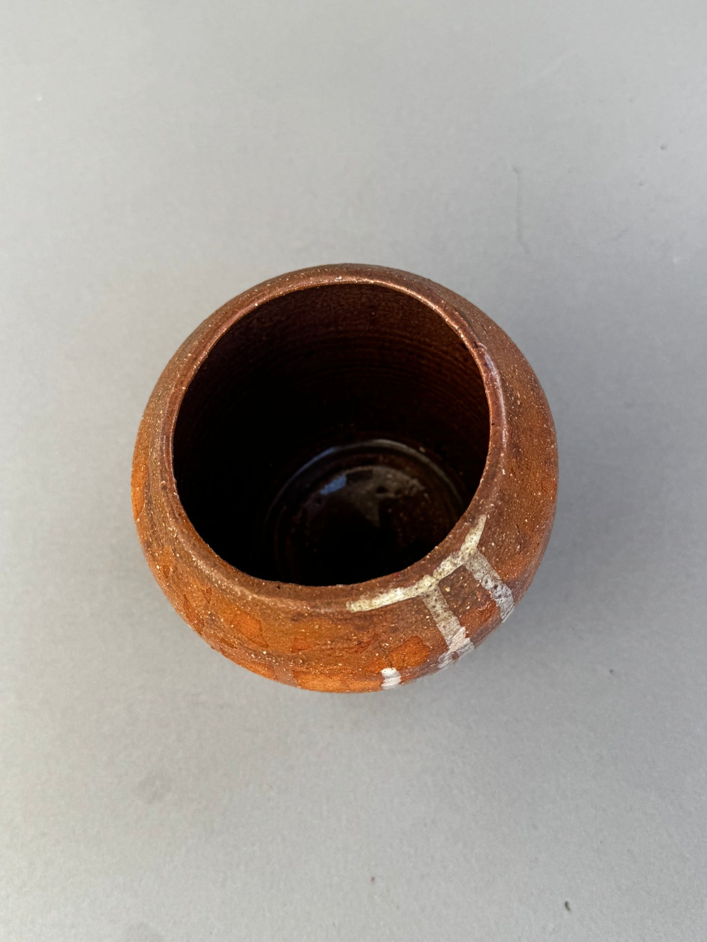 Signed Buhrandt Studio Art Pottery Cup – Handcrafted Abstract Glazed Stoneware Vessel
