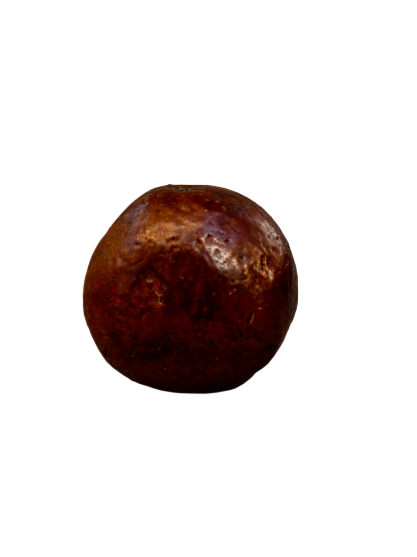Primitive Handcrafted Clay Bead – Ethnic Red-Brown Ceramic Artifact with Pierced Center